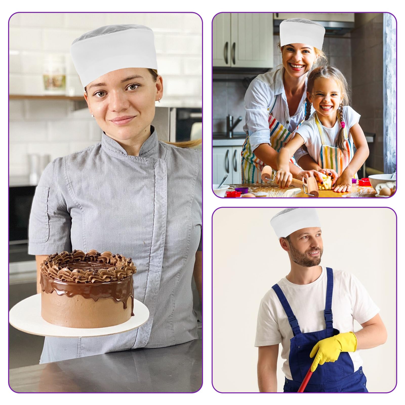 Czapka kucharska, biała czapka kucharska, męska, damska, bawełna, czapka gastronomiczna, uniseks, dla szefa kuchni, regulowana, profesjonalny mundurek kuchenny do restauracji, gotowania, pieczenia,