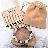 Vista 410 de MASSIVE BEADS Pulsera elástica de yoga hecha a mano con piedra natural, cristal curativo, energía, regalos para adultos unisex de 0.157 in, 0.236