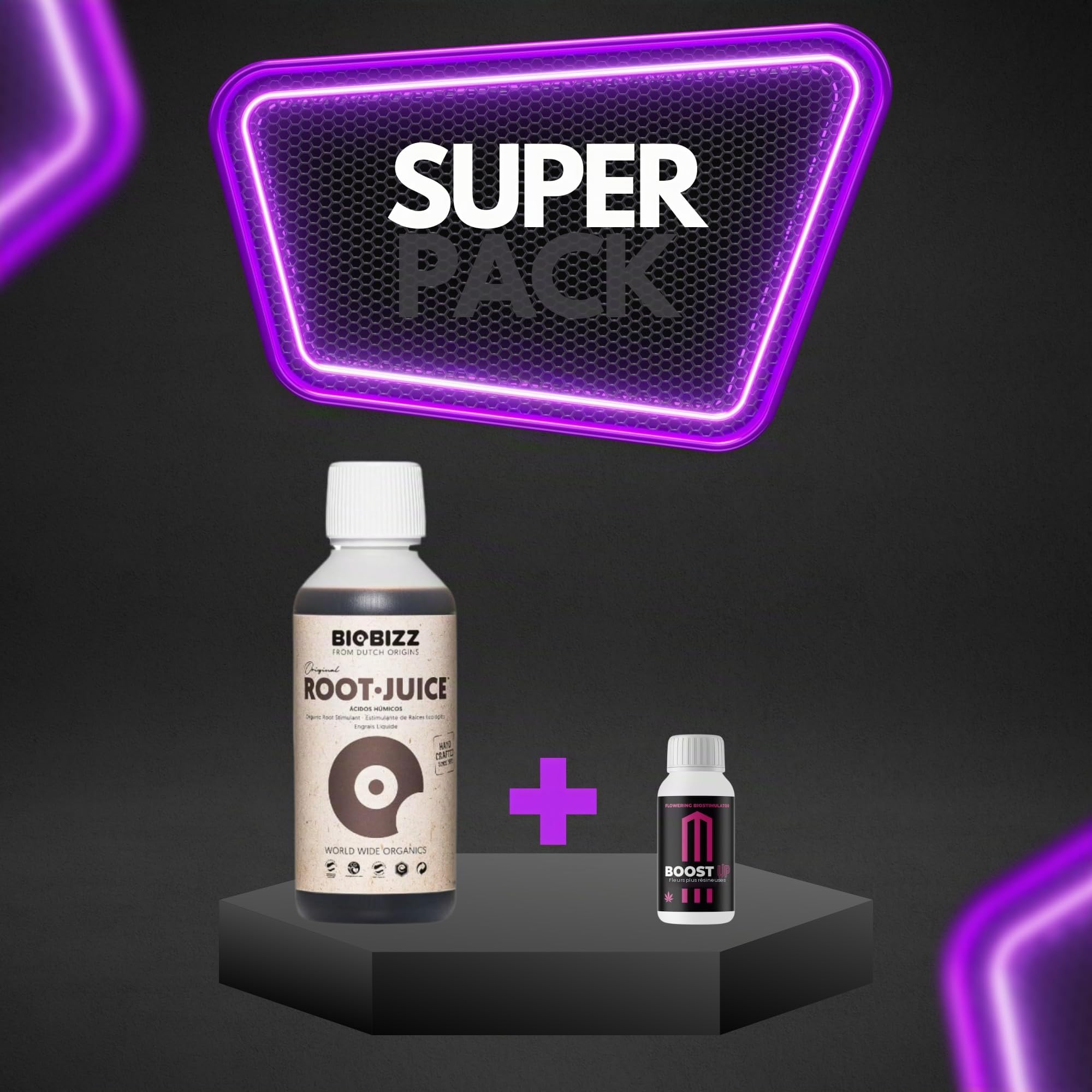 GROWMANIA Root Juice de BioBizz 500 ml + échantillon Boost Up Nutrients + Verre doseur | Biostimulateur de racines pour jardins urbains | Stimule la croissance et la santé radiculaire
