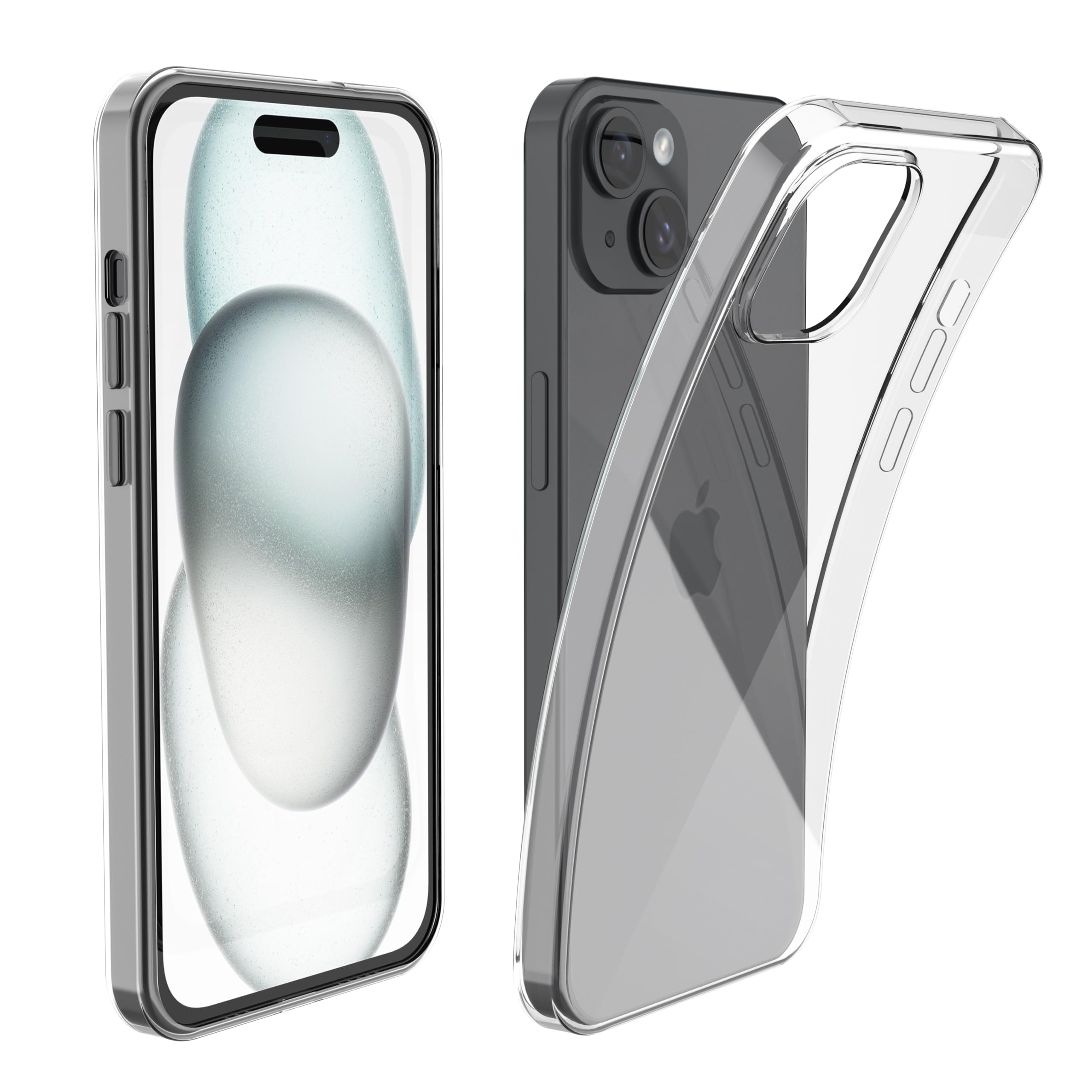 N NEWTOP Custodia IPhone 15 TPU Trasparente Morbida + 2 Pellicole Vetro Temperato – Anti-ingiallimento E Ricarica Wireless - 2