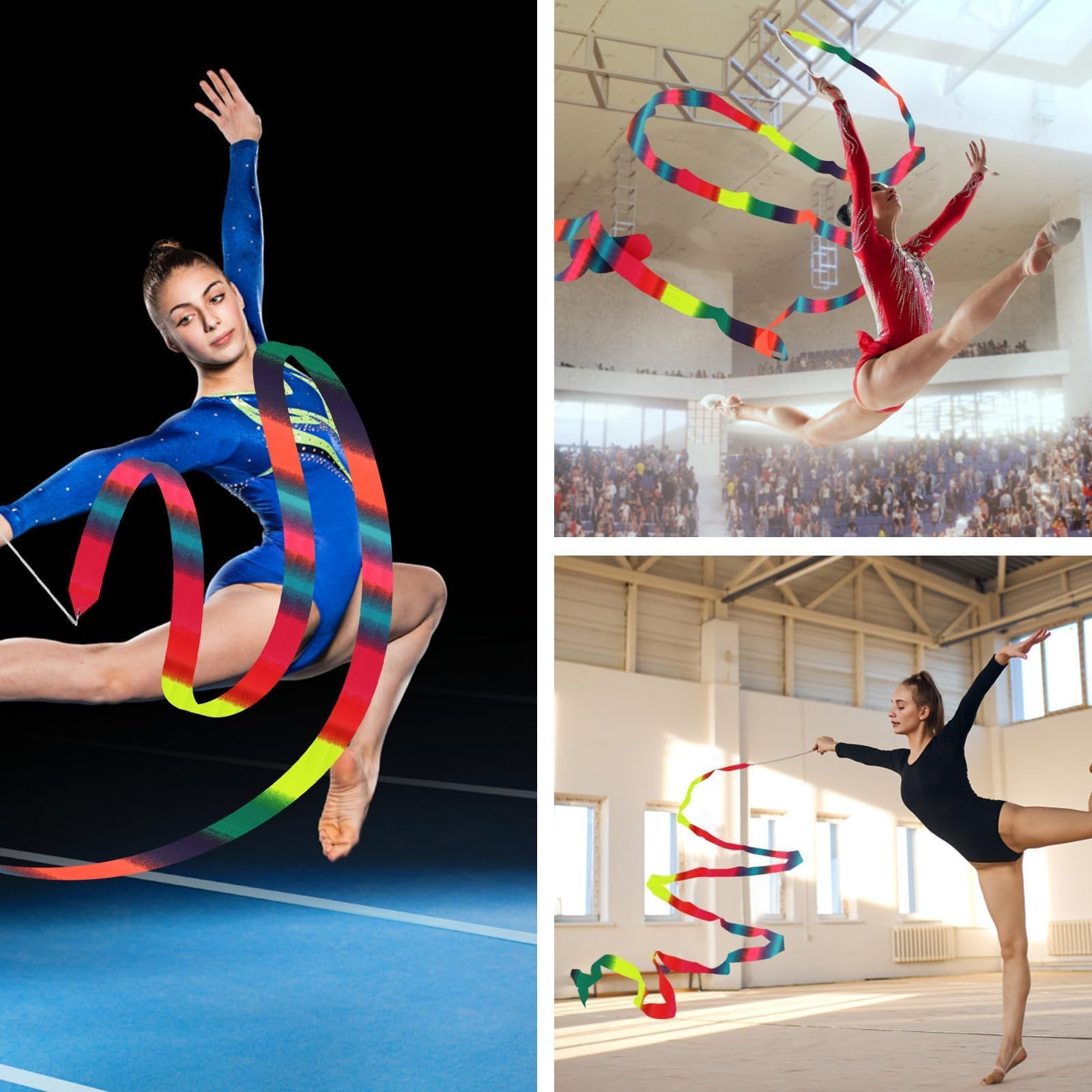 2 Piezas Cintas de Baile, 4M Cintas de Danza Cinta de Gimnasia Cinta Gimnasia Rítmica Niña Cintas de Ballet para Gimnasia de Baile Artístico Ballet Espectáculos de Carnaval de Circo Bastón — view 5