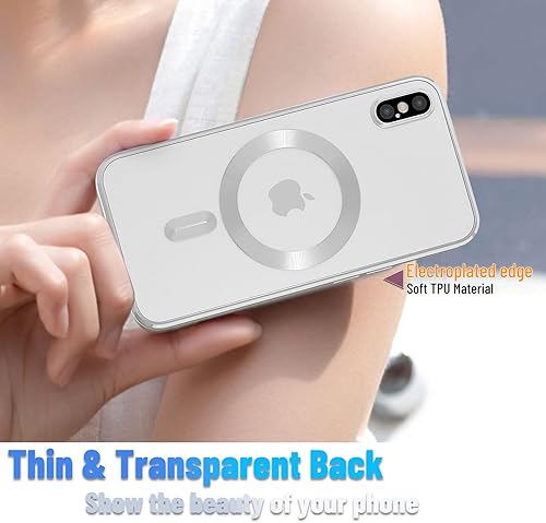 Miniatura 2 de Funda magnética para iPhone XiPhone Xs, borde galvanizado, parte trasera transparente, funda protectora delgada con protección de cámara, compatible