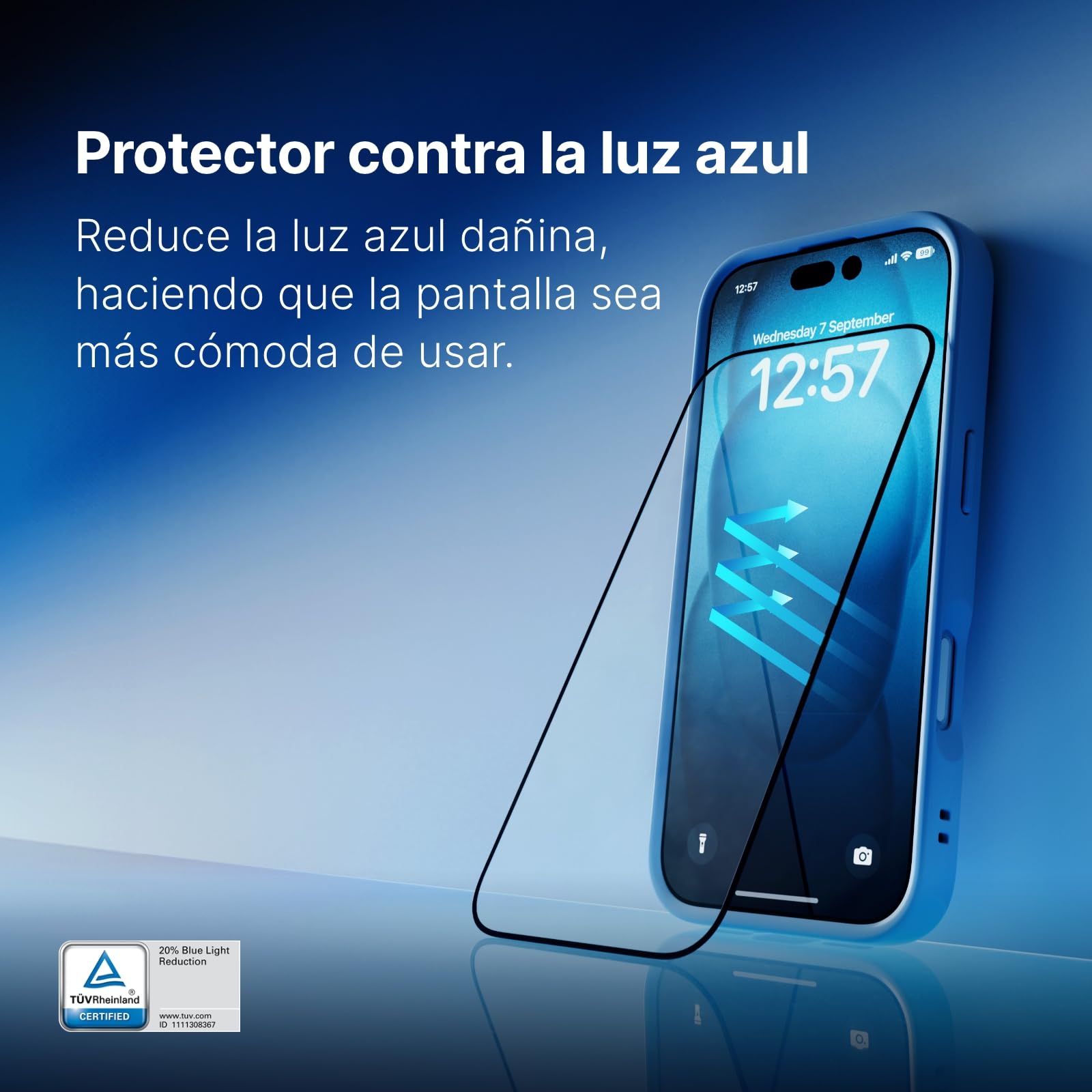 RhinoShield Protector de Pantalla Impact Pro para iPhone 16/15 / 14 Pro | Acabado mate de tacto suave, resistente a impactos y arañazos, luz azul e incluye herramienta de montaje.
