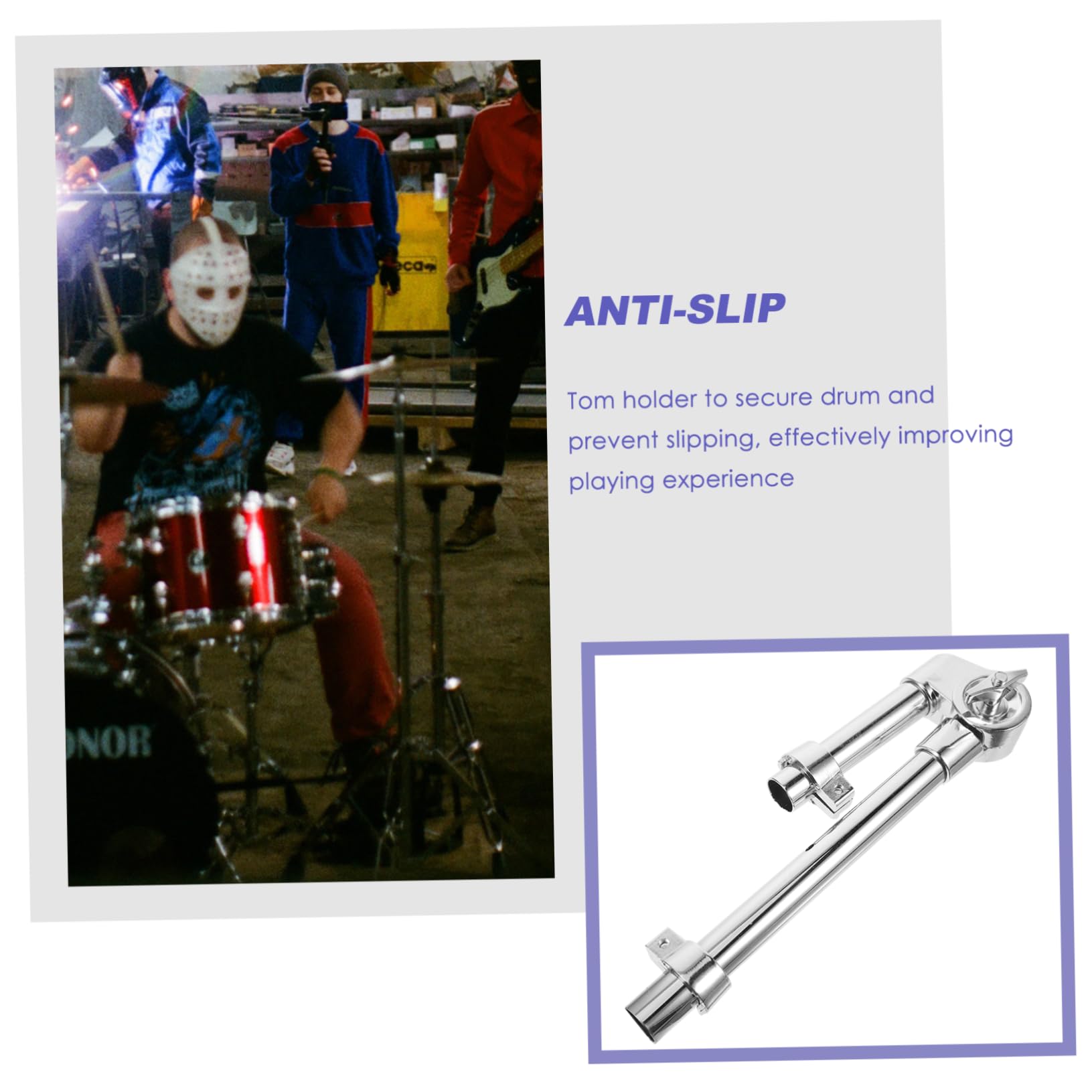 Hemobllo Support Tom Drum Robuste Matériel Tambour Fixation Stable et Réglable pour Instrument de Percussion Adapté Aux Musiciens Débutants et Étudiants
