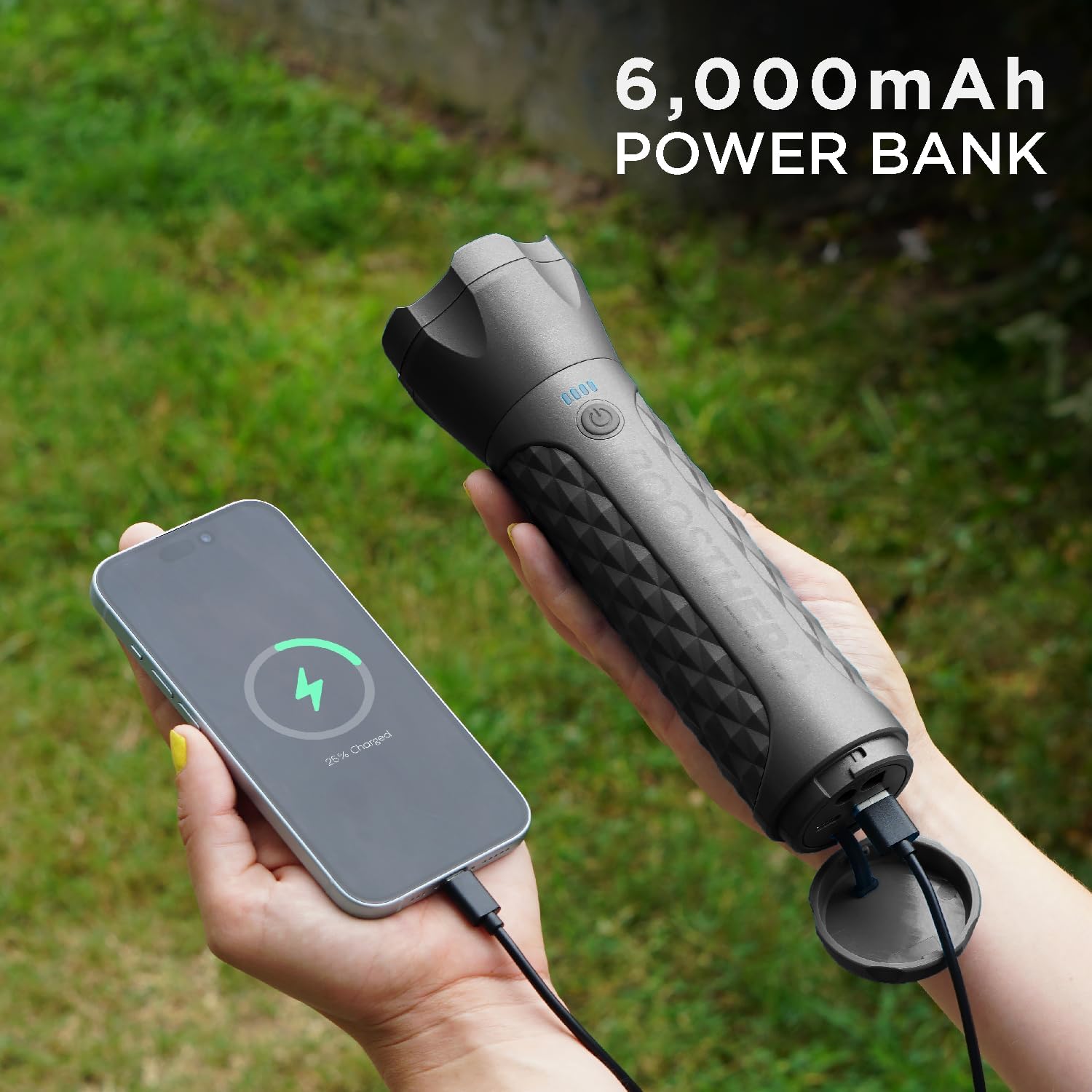 BoostHero 6,000mAh Power Bank charging a smartphone