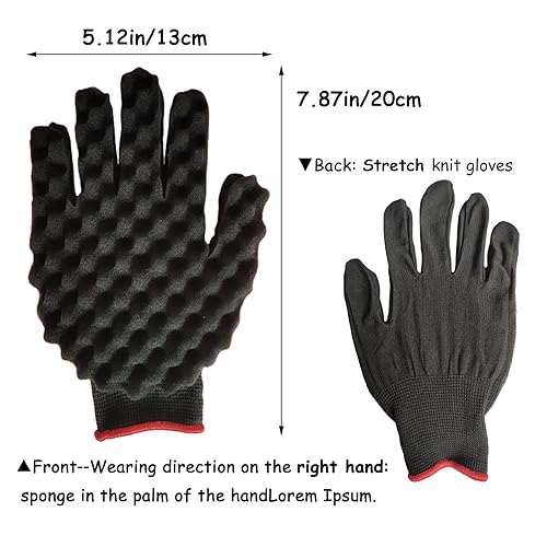Vista 3 de Guantes de esponja para rizar el cabello, cepillo mágico de esponja para rizar el cabello, esponjas de cepillo para hombres negros, rizos de cabello