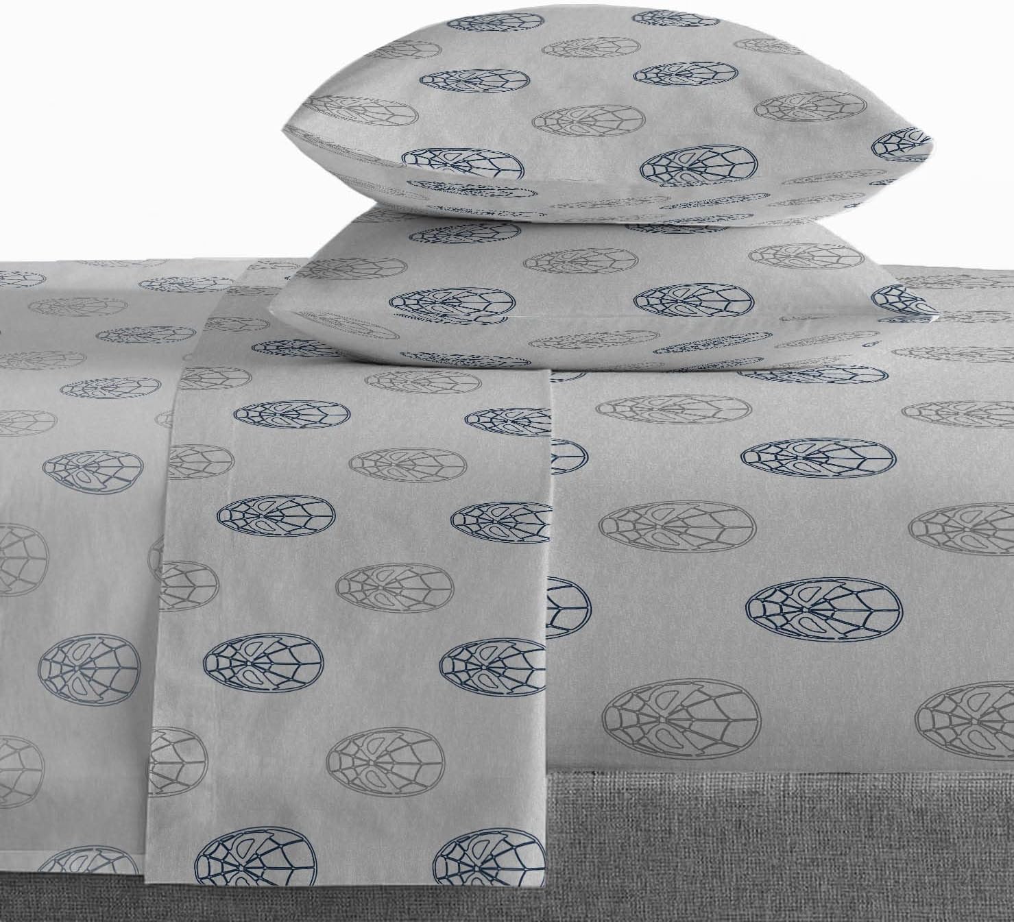 Saturday Park Marvel Spiderman Web Stripe Full Sheet Set - 4 Piece 100% Organic Cotton Sheets - GOTS & Oeko-TEX Certified (Marvel Official)