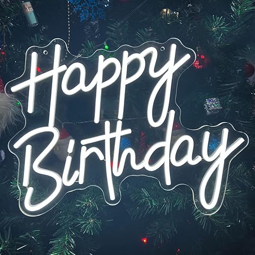 Vista 60 de Letrero de neón de feliz cumpleaños para decoración de pared, letreros de luz LED de neón rosa, decoración artística regulable, letrero de luz