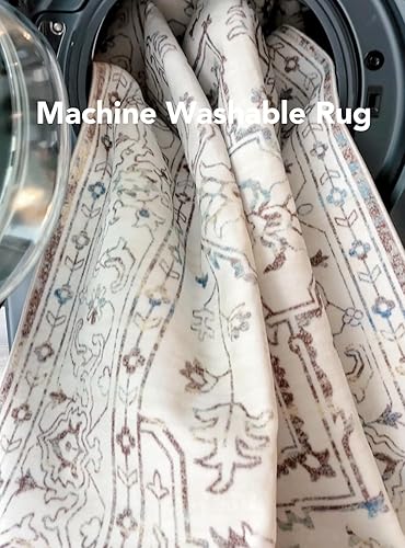 Miniatura 7 de ubcindy Alfombra lavable de 3 x 5 pies, suave y antideslizante, con parte trasera de goma de elastómero termoplástico, alfombra bohemia moderna con