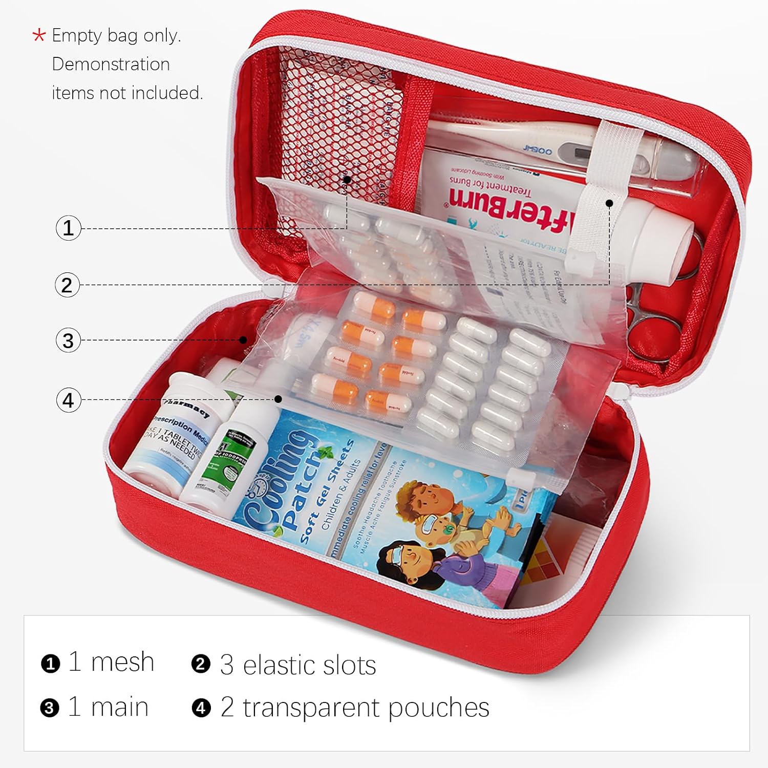 Empty Compact First Aid Bag, Portable Medical Emergency Pouch for Home, Travel, Camping, Hiking, Backpacking, Lightweight First Aid Kit Bag with Multiple Compartments (1pc)