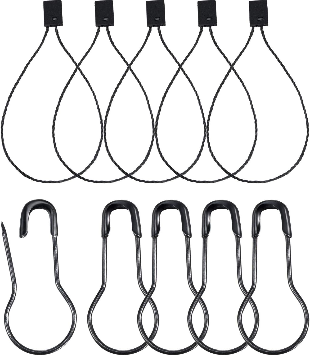 500 Pieces Hang Tag String Black 500 Pieces Black Pins 6.6 Inch Nylon String Price Tags Plastic Fastener 0.8 Inch Metal Ground Pins Pear Shaped Clothes