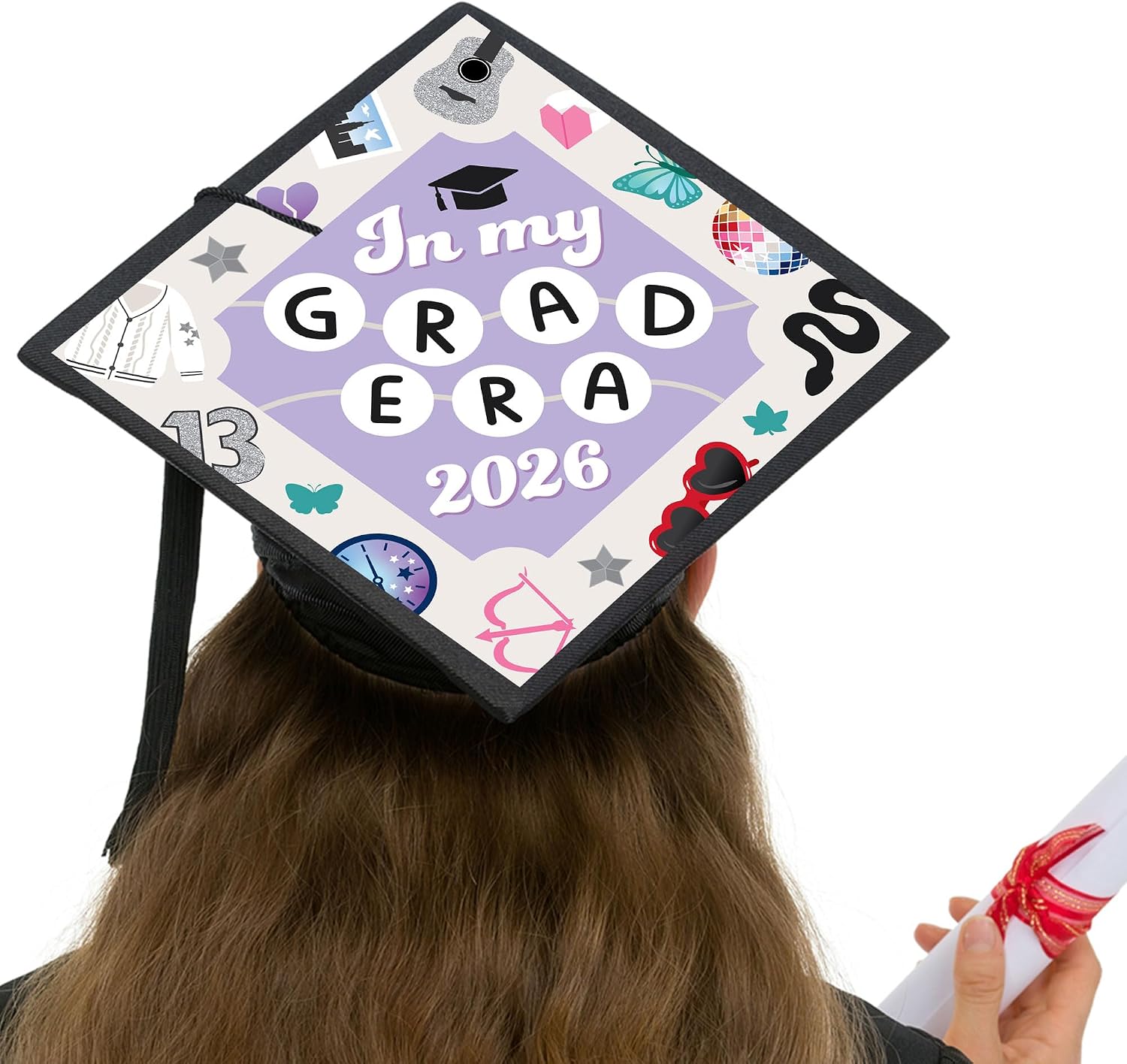 Big Dot of Happiness in My Grad Era - Graduation Cap Decorations Kit - Grad Cap Cover