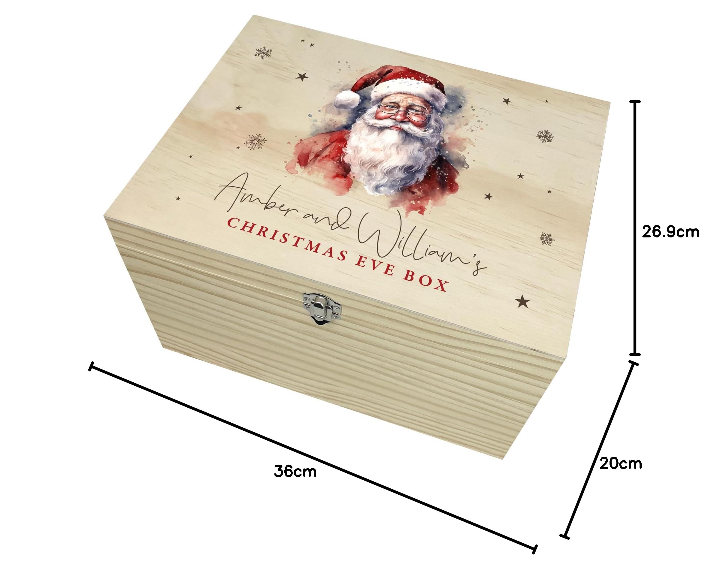 Caja de madera de pino con bisagras de metal y cierre para regalo de Nochebuena, 16 x 11 x 9 cm (ancho x profundidad x alto)