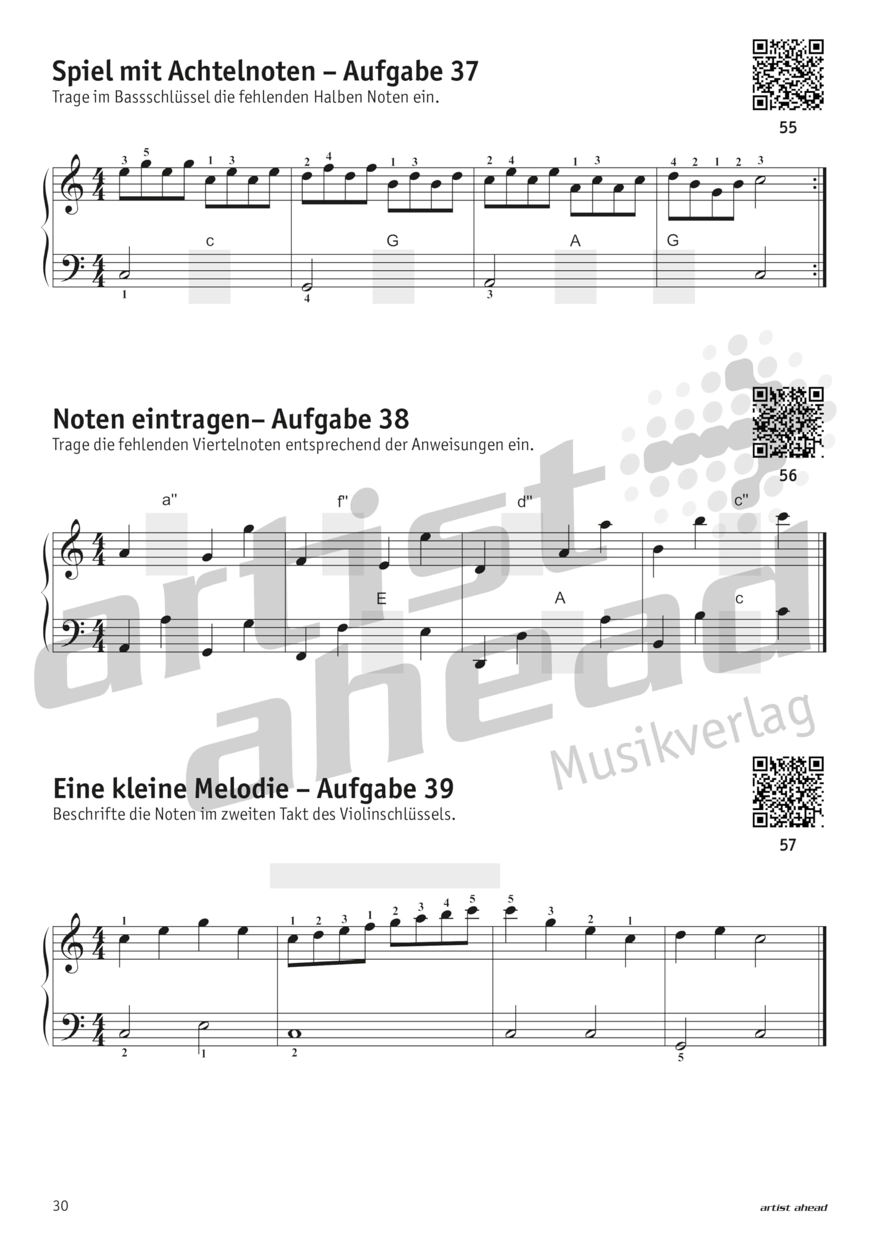 Einfach Klaviernoten lernen für Anfänger!: Das superleichte Notentraining für Klavier & Keyboard - einfach Noten lesen lernen im Violin- und Bassschlüssel (inkl. QR-Codes + Audio-Download)