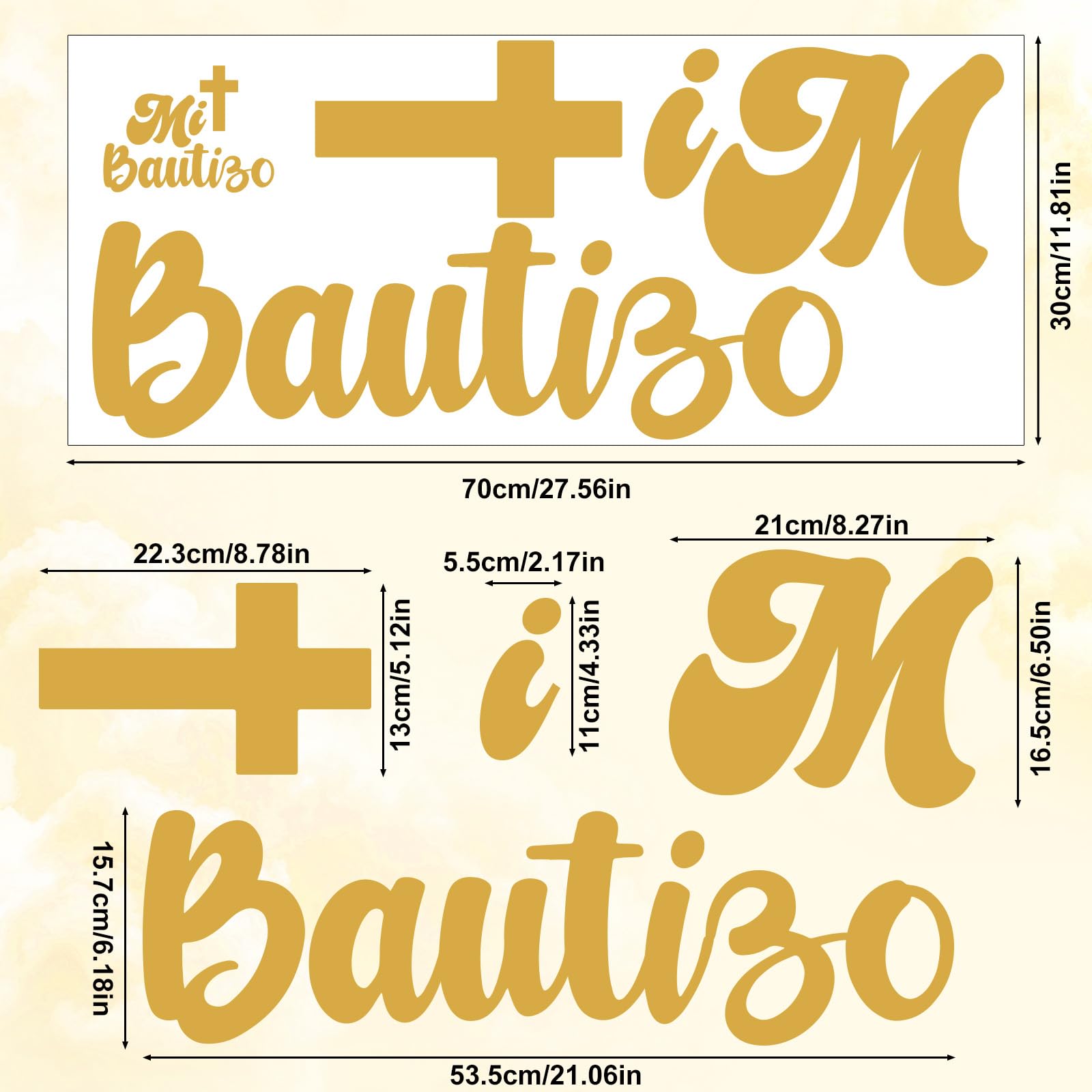 Gold Mi Bautizo Wall Decal Stickers - Image 2