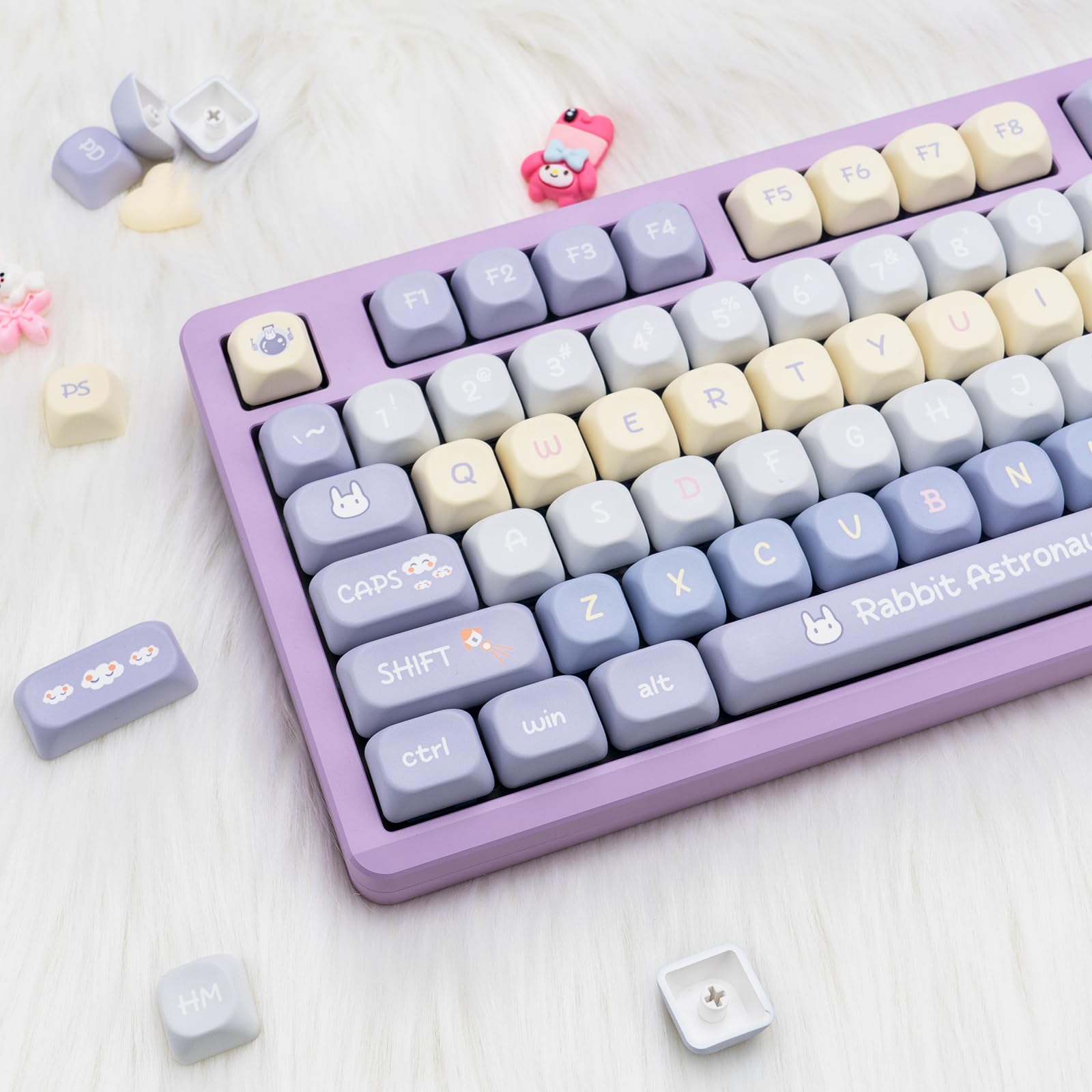 Ｋ♡ Amazon.com: GEKUCAP Purple PBT Cute Bunny Round Keycaps | 136 Keys