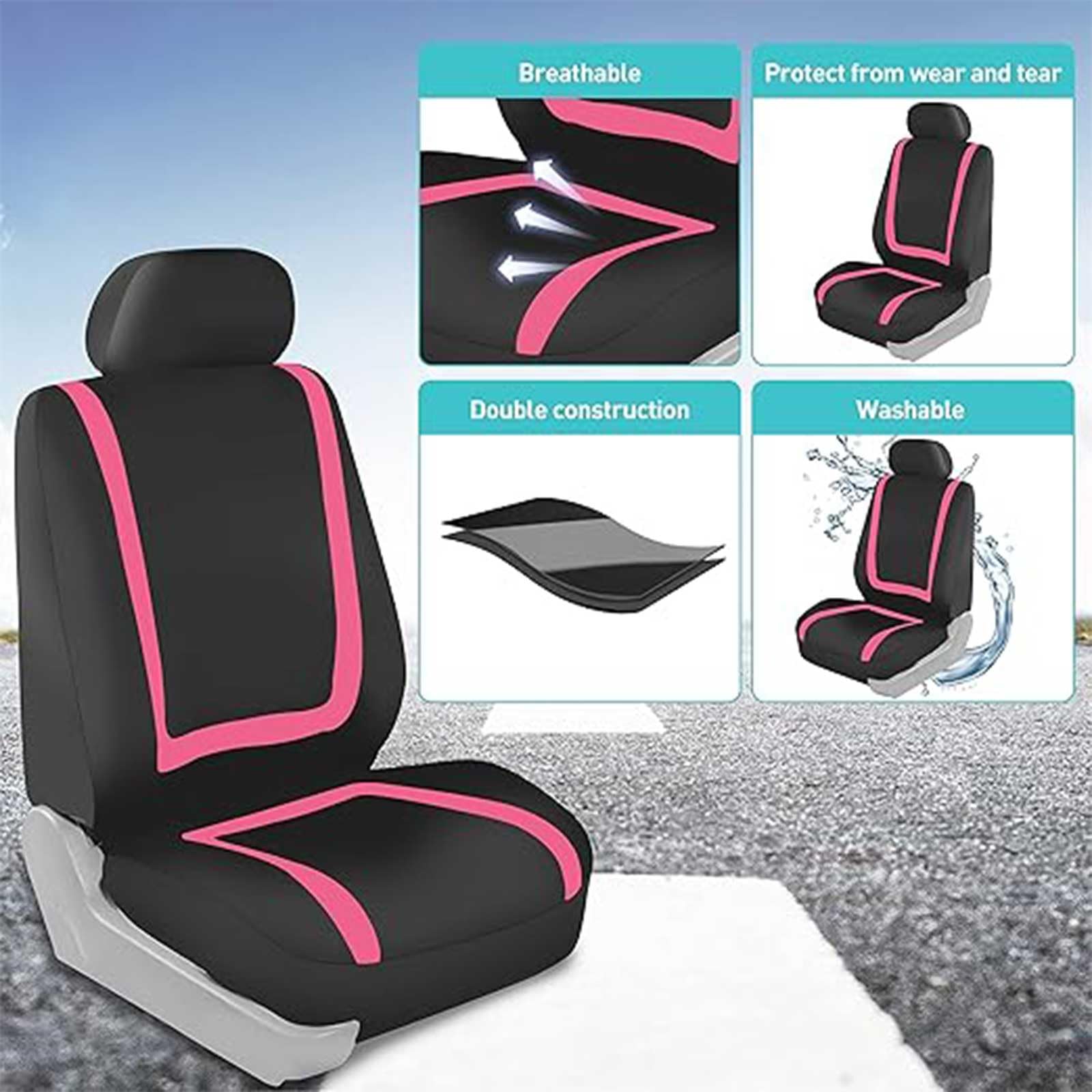Autositzbezüge Set Für FIAT Panda/Panda Cross/Panda Climbing/Panda Trekking/Panda Classic,9pcs Sitzbezüge Vorne Hinten Autositz Schonbezug Protektoren Stoff Sitzbezug Auto-Zubehör Innenraum