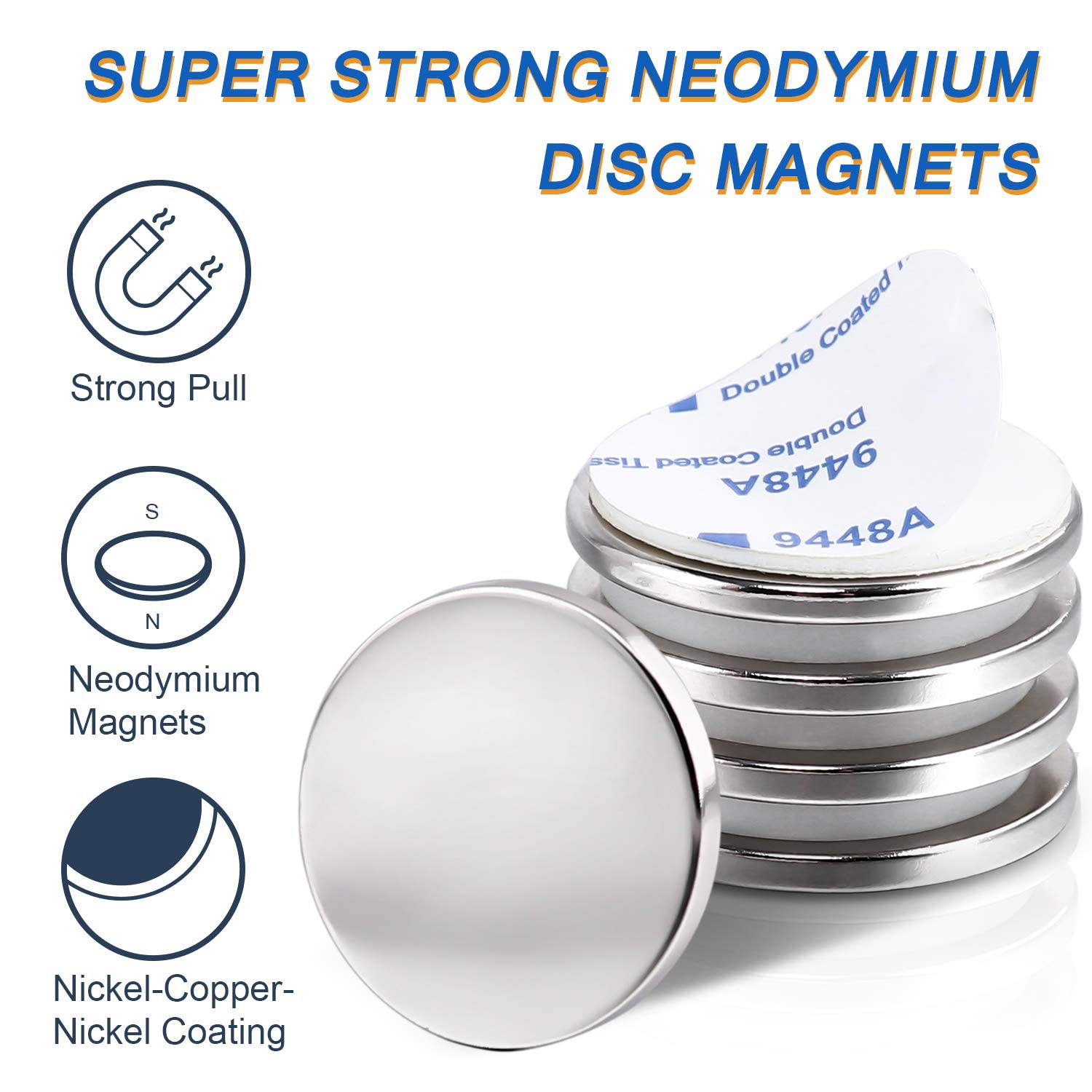 Exclusive Discount 🔥 LOVIMAG Super Strong Neodymium Disc Magnets, Powerful Rare Earth Magnets with Double-Sided Adhesive for Fridge, DIY, Building, Scientific, Craft, and Office Magnets - 1.26 inch x 1/8 inch, Pack of 5