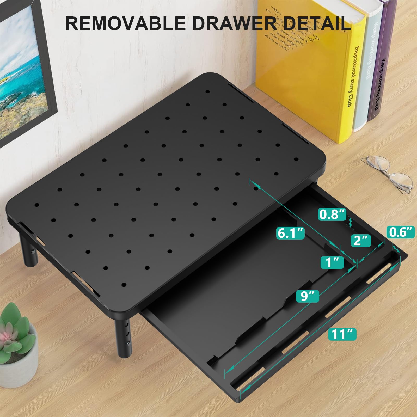 WALI Computer Monitor Stand with Storage, Monitor Riser 3 Height Adjustable view 7