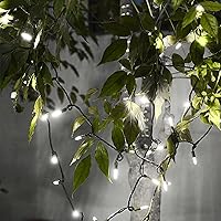 Vista 6 de Guirnalda de 200 luces LED de Navidad de color blanco cálido, cable verde de 66 pies, certificado UL, conectable, mini luces de Navidad