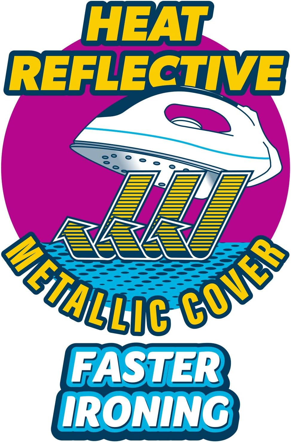 Minky Homecare SmartFit Supersize Reflector Ironing Board Cover with Heat Reflective Surface – Fits Extra Large Ironing Boards up to 57 x 21 Inches (White/Multicolor)