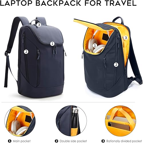 Miniatura 2 de BANGE La mochila de viaje puede contener una laptop de 15.6 pulgadas, mochila de transporte aprobada por vuelo para hombres y mujeres, Azul, Grande,