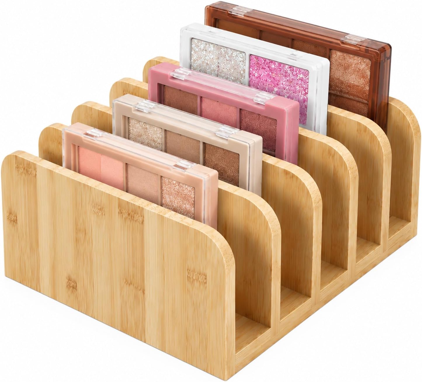 Makeup Palette Organizer, 5 Solts Wood Makeup Holder for Vanity Organizer