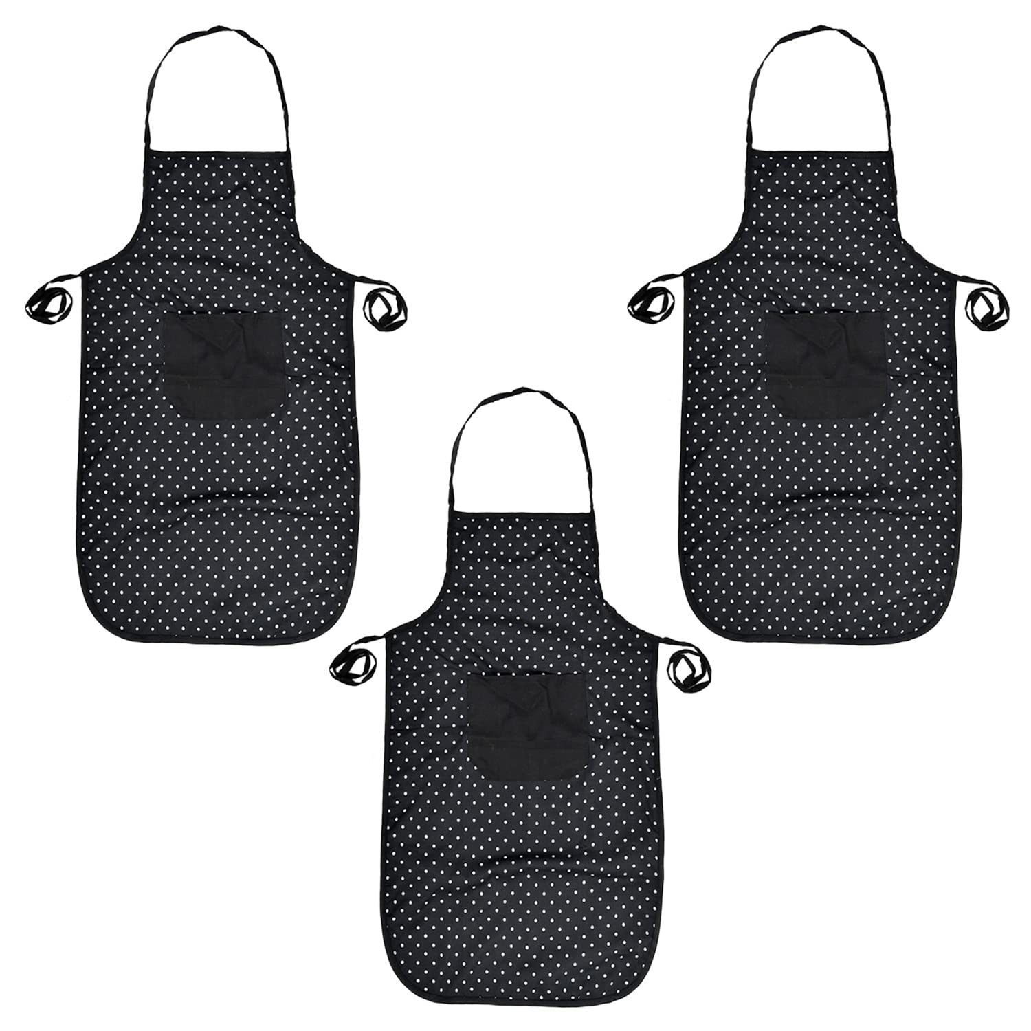 Kuber Industries Dot Printed Oil Stain Resistant Cooking Kitchen Apron for Men Women with 1 Front Pocket- Pack of 3 (Black) (B09RTD52F1) Amazon Price History, Amazon Price Tracker