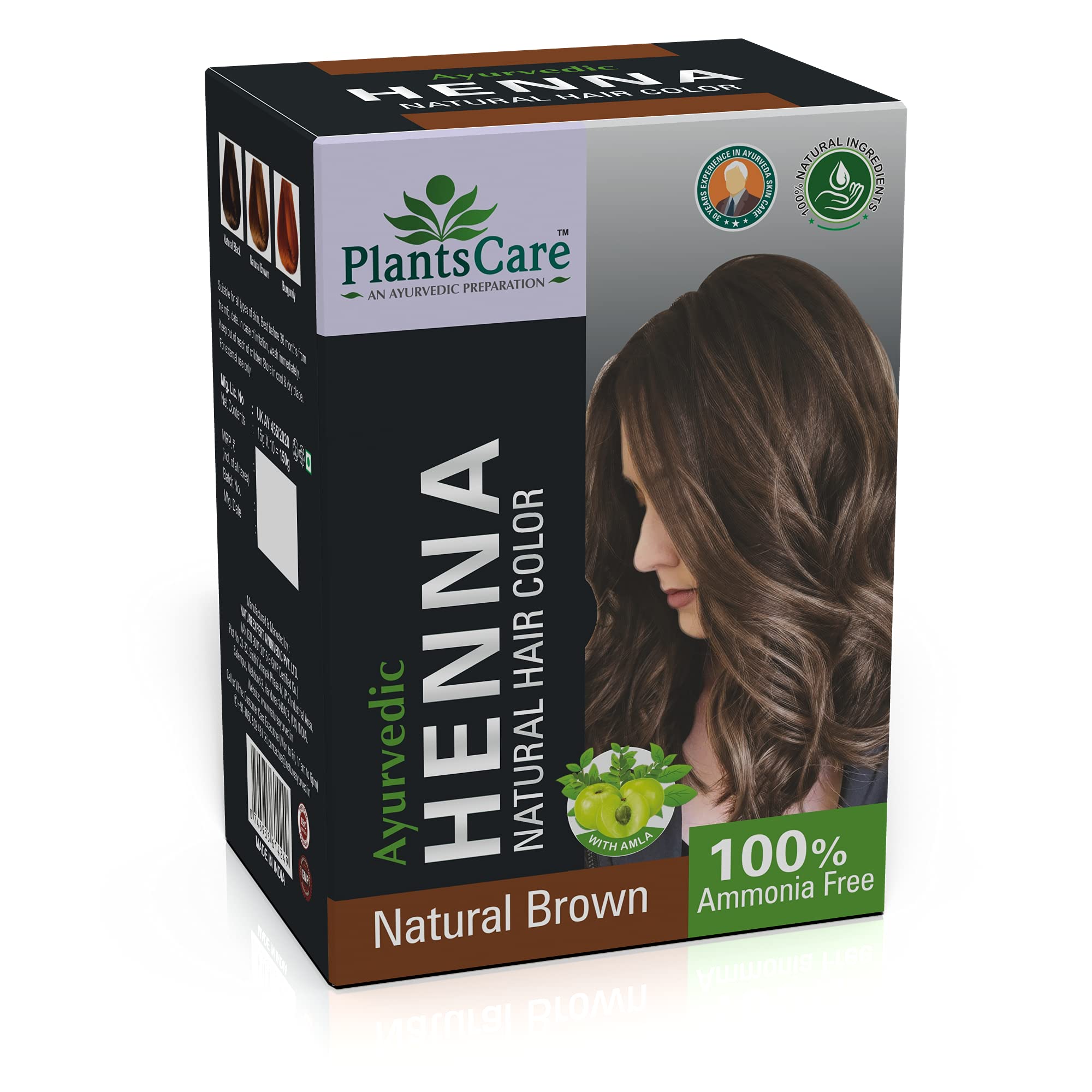 Plants Care Ayurvedic Henna Natural Hair Color Brown 240g-image-6