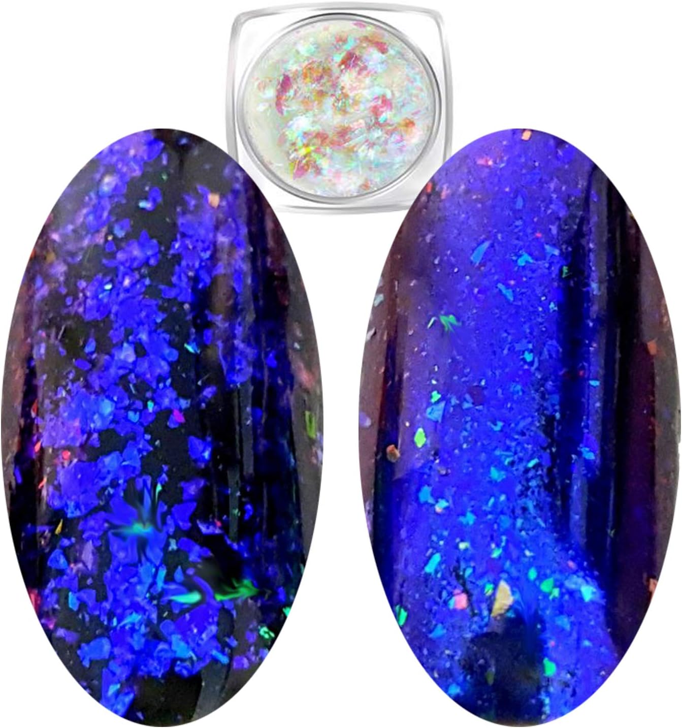Transparent Chameleon Nail Sequins Flakes Foil Broken Glass Effect Shining Cloud Powder (Blue)
