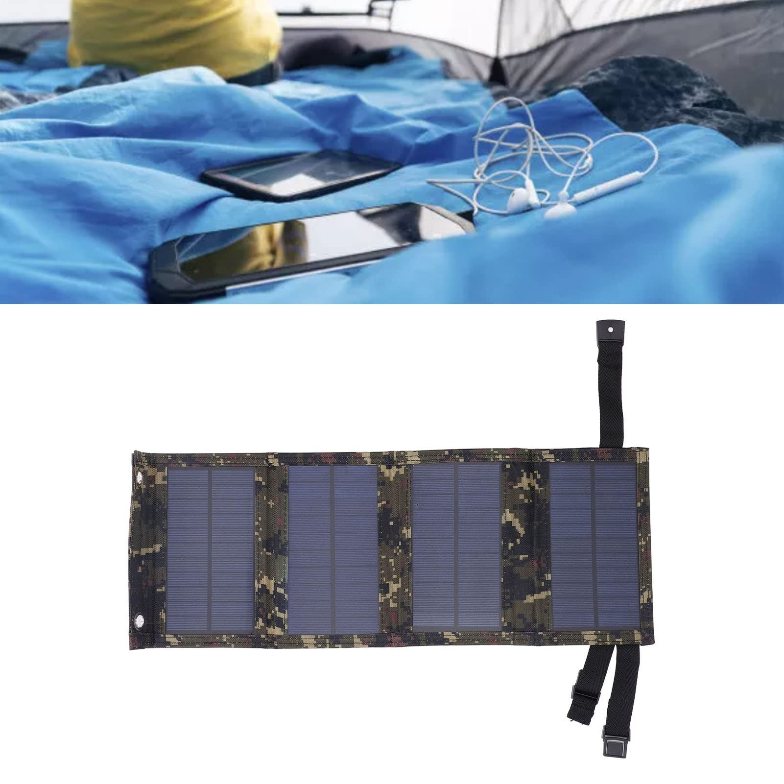 Panel de Cargador Solar Plegable de 5V Plegable 10W 5V, Cargador de Paneles solares Plegables, Tablero de Cargador Solar monocristalino de silicio para Acampar y Viajar (Black) (Green)