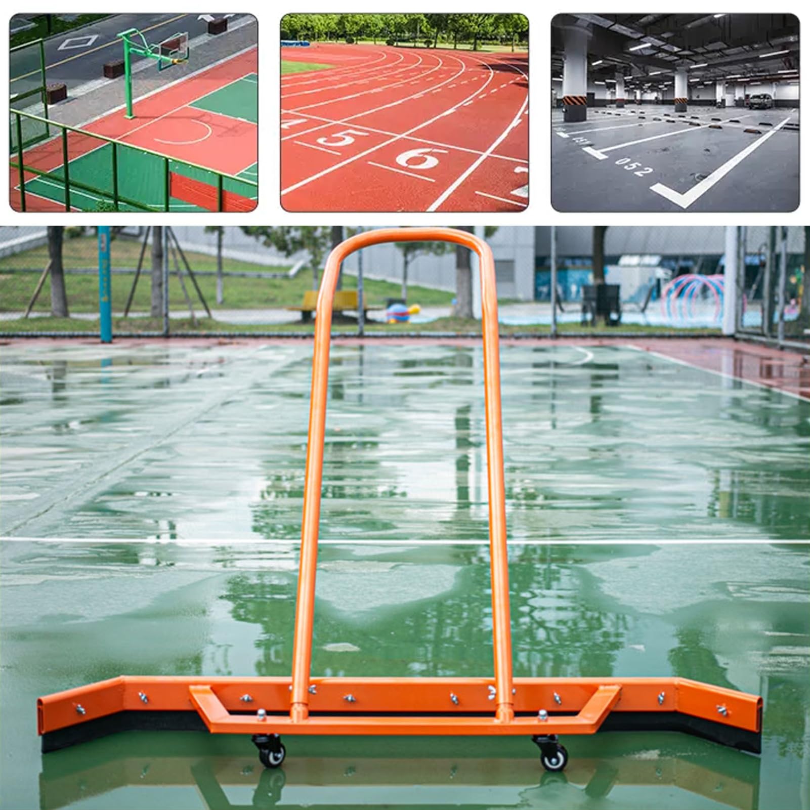 Spazzaneve professionale arancione for campi da tennis, for rimuovere l'acqua in autunno e inverno, attrezzatura for spingere all'esterno in alluminio