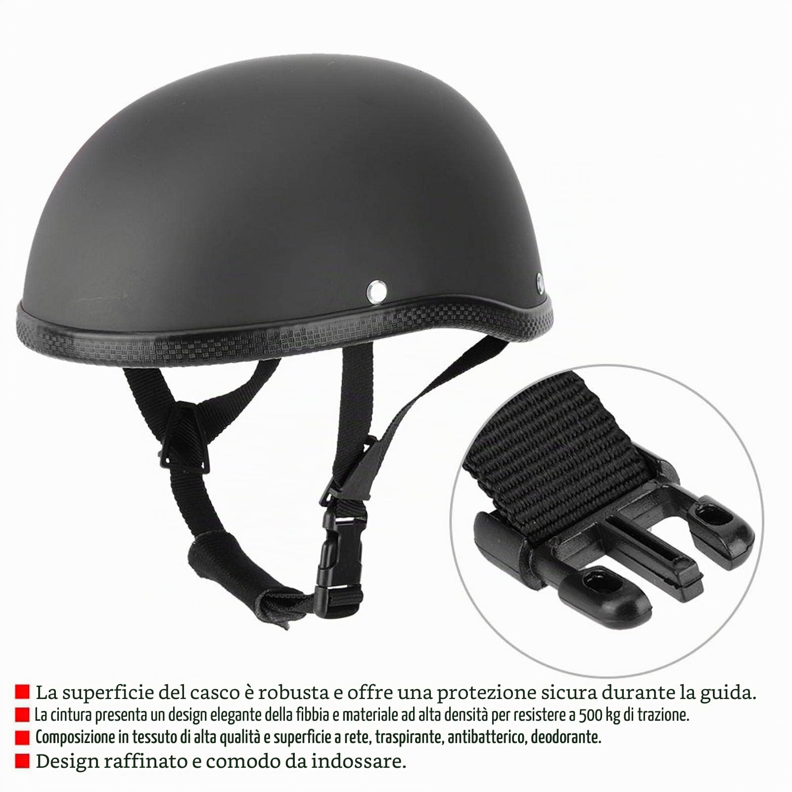 Casco da moto da uomo, casco da moto FRP Casco da moto retrò da uomo squisito nero opaco