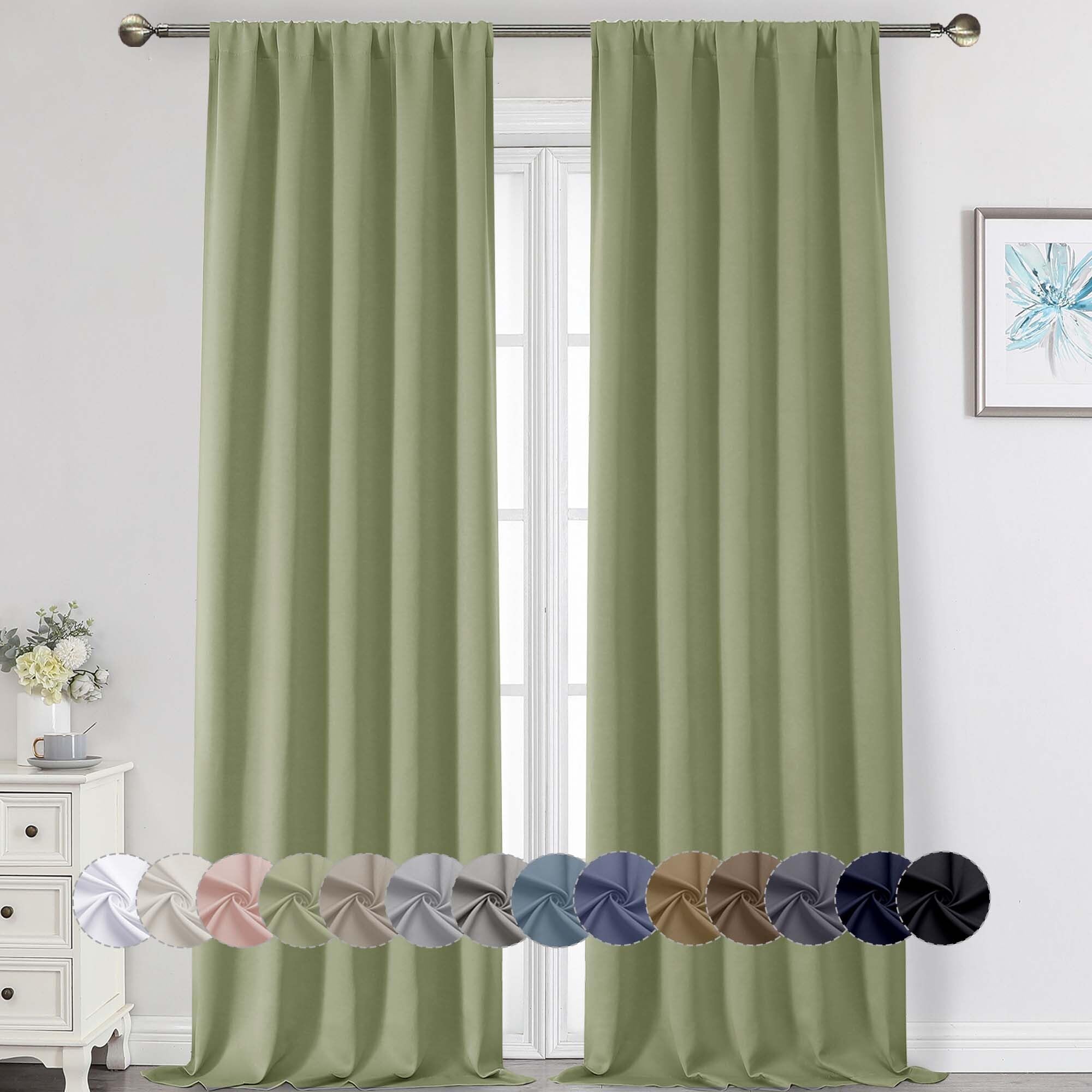 WelvetBLK Sage Green Blackout Curtains