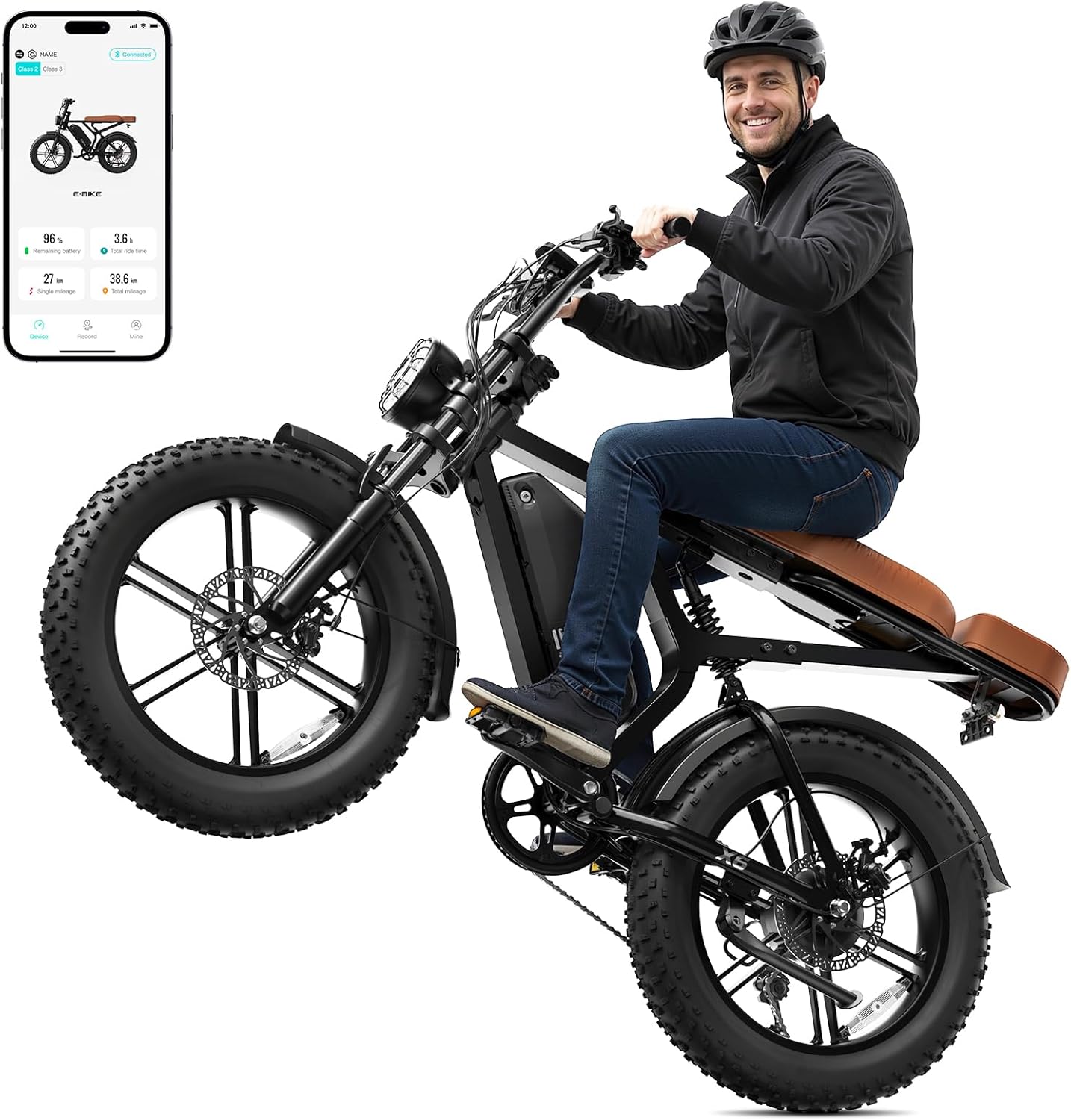 SISIGAD Electric Bike for Adults, Peak 1500W Motor, 30 MPH 70 Miles, Fat Tire 20" Retro E Bike, 48V 15Ah Removable Battery, 7-Speed Ebkie for City Commuting, Off-Roading, Mountain, UL 2849
