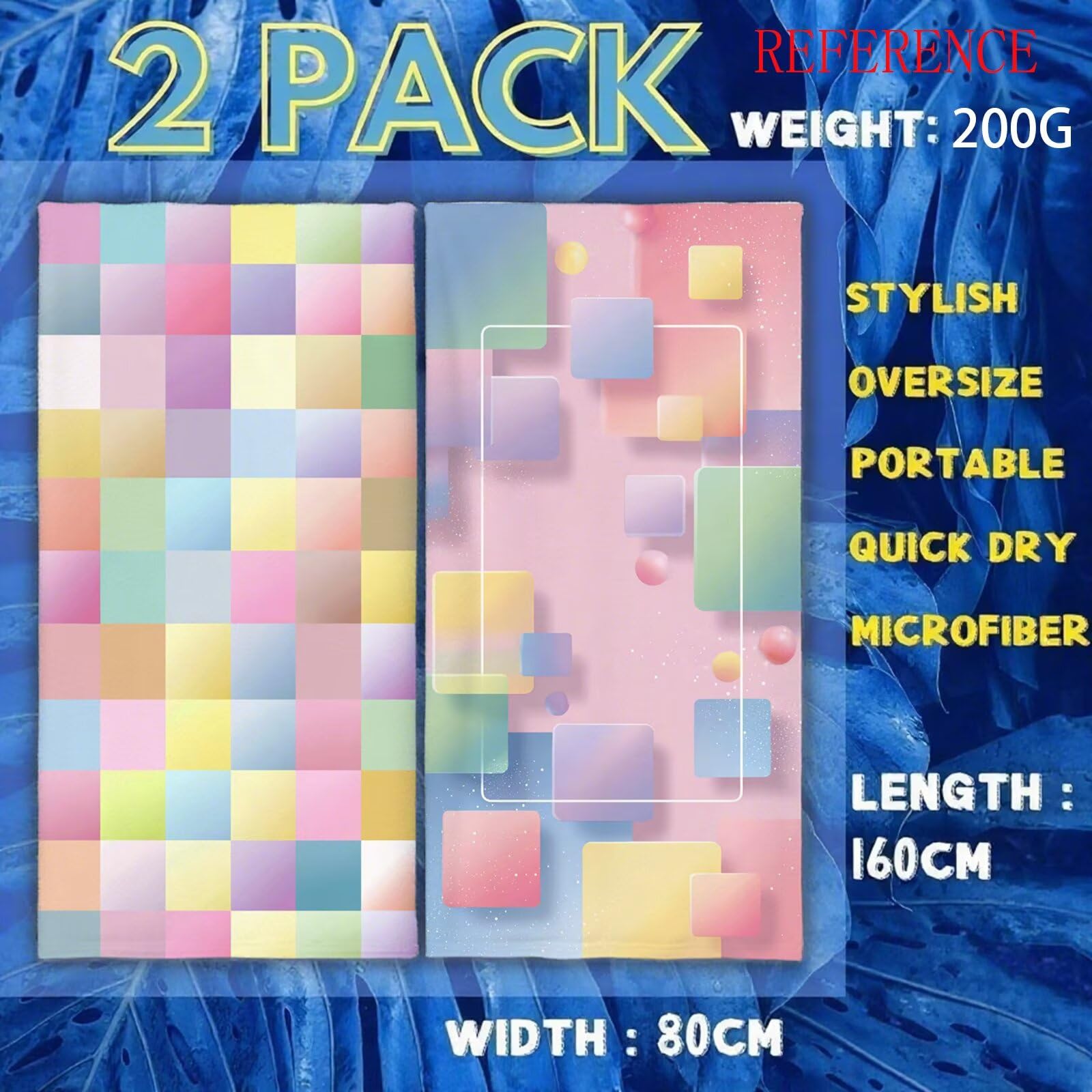 Ręcznik plażowy, geometryczny ręcznik z mikrofibry, prostota, duży ręcznik kąpielowy, 100 x 220 cm, ręcznik do sauny, 2 sztuki, koc plażowy, bez piasku, super chłonny ręcznik sportowy, ręcznik do