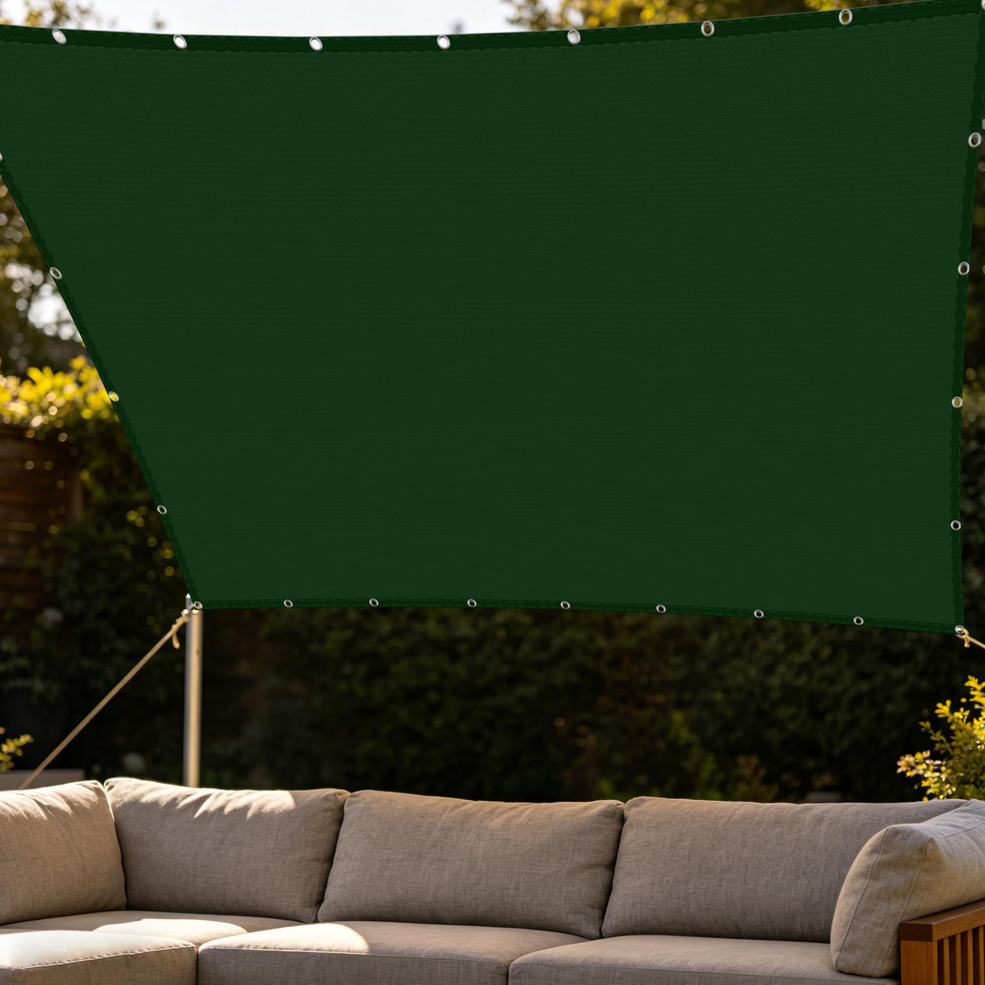 Voile d'ombrage 3.6x4 m vert foncé imperméable et anti-déchirure pour terrasse