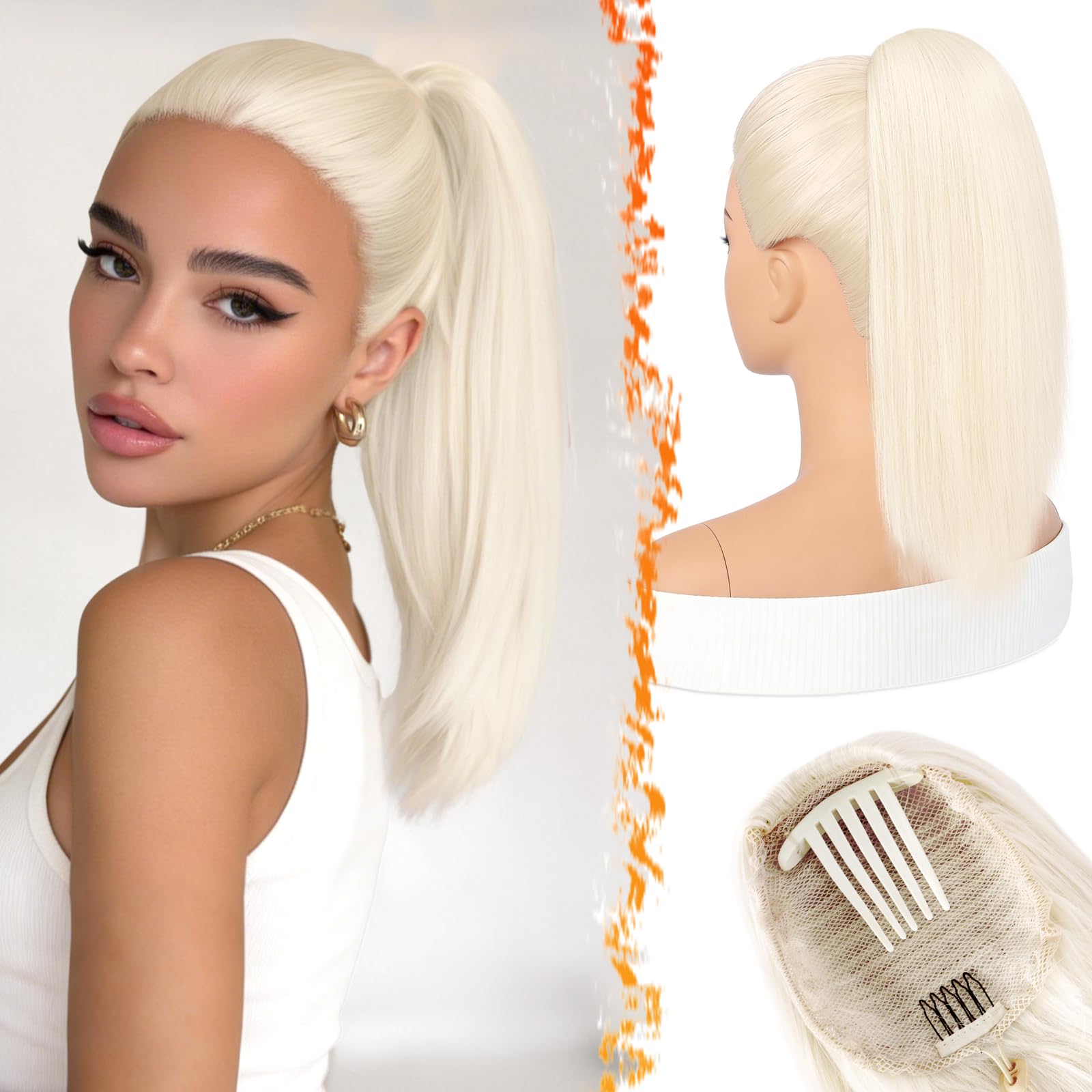 BARSDAR Liso Coleta Postiza Extensiones Pelo, 40cm Corta Liso Marrón Oscuro Cola de Caballo Extension con Cordón Natural Sintética Cheer Posh Ponytail Extensiones Postizos Fiestas Cheer Competition — view 21