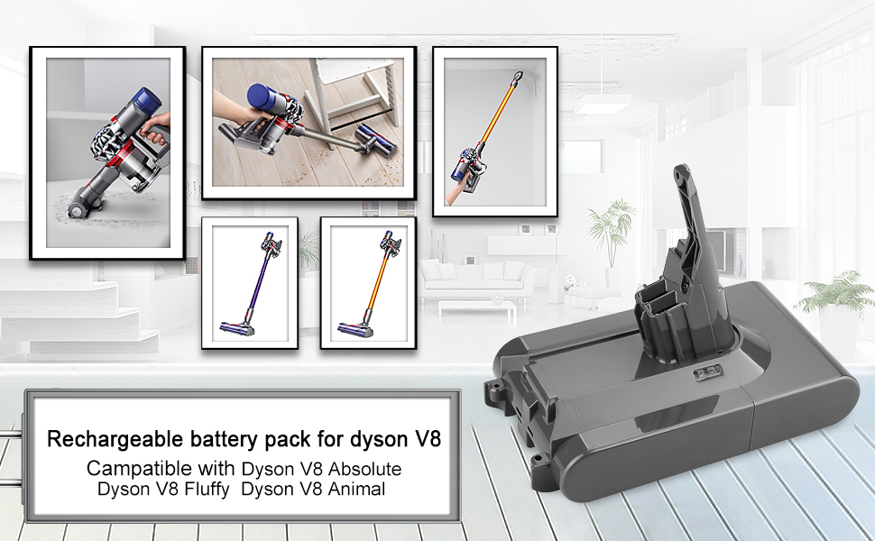 21.6V V8 Replacement for Dyson V8 Battery 6000mAh, SV10 Cordless