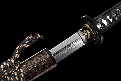 Miniatura 6 de JIHPEN sword, Katana de espiga completa de 41 pulgadas, espada samurai hecha a mano, auténtica espada japonesa T10 de arcilla plegada, espadas