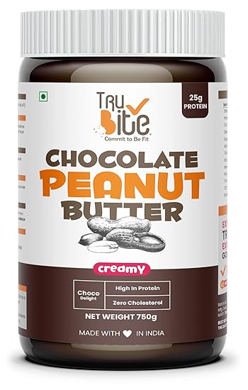 Trubite Chocolate Peanut Butter (Creamy) (750g) | High in Protein | Goodness of Dark Chocolate | No Cholesterol | Rich in Antioxidant (750G)