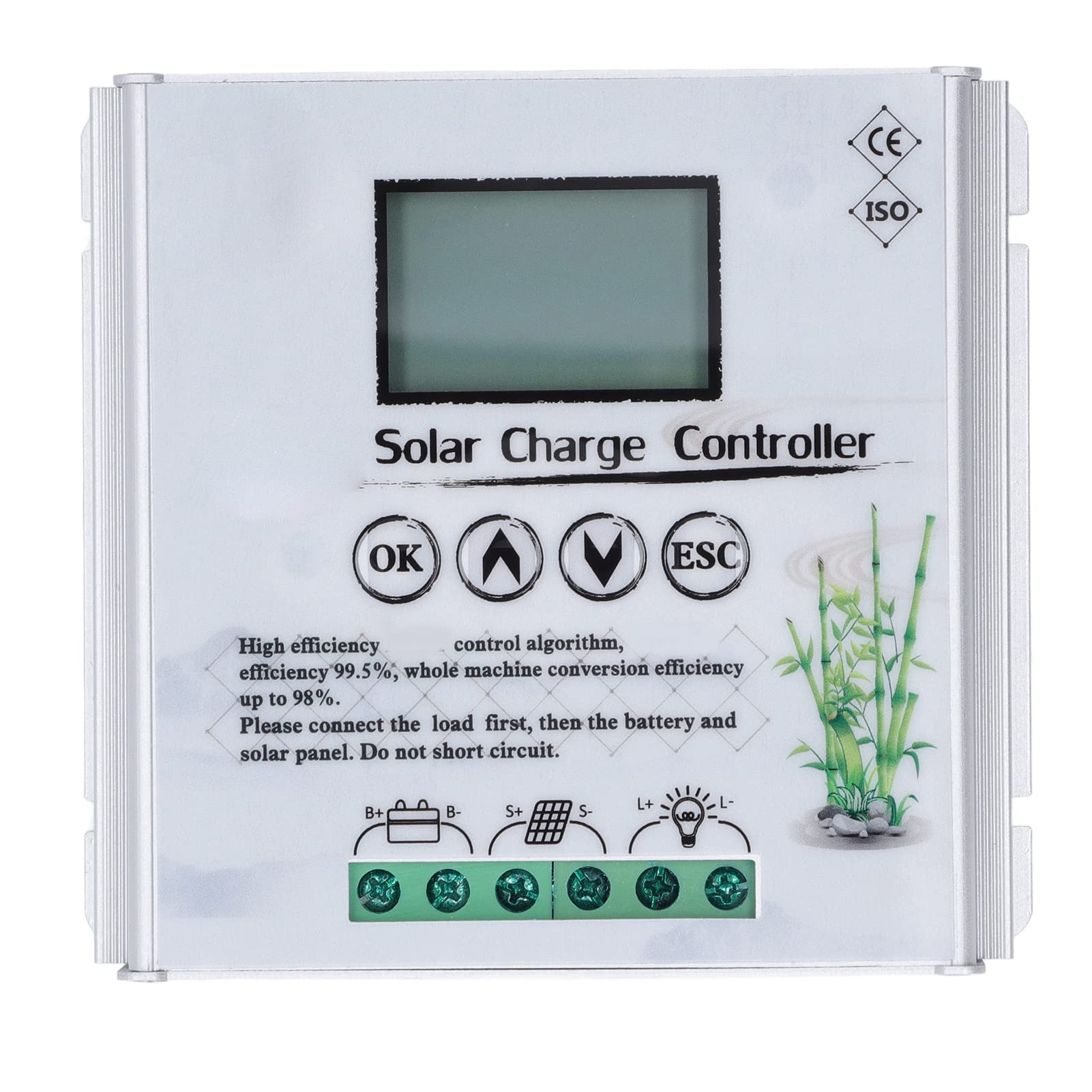 Cocoarm Wiatrowy Sterownik Solarny 12 V 24 V, Aluminiowy Regulator ładowania Słonecznego MPPT z Wyświetlaczem LCD, Wejście PV 80 , USB 5V3A, Obsługa Wielu Akumulatorów dla Systemów Wiatrowych z (40A)