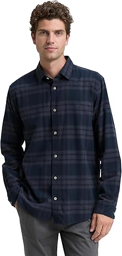 TOM TAILOR 1047338 Camisa, 38520-Navy Tonal Check, M Hombres