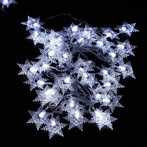 Miniatura 7 de Cortina de luces LED, 13 pies, 96 luces LED de copo de nieve, luces de cortina de ventana con memoria enchufable con 8 modos de decoración para