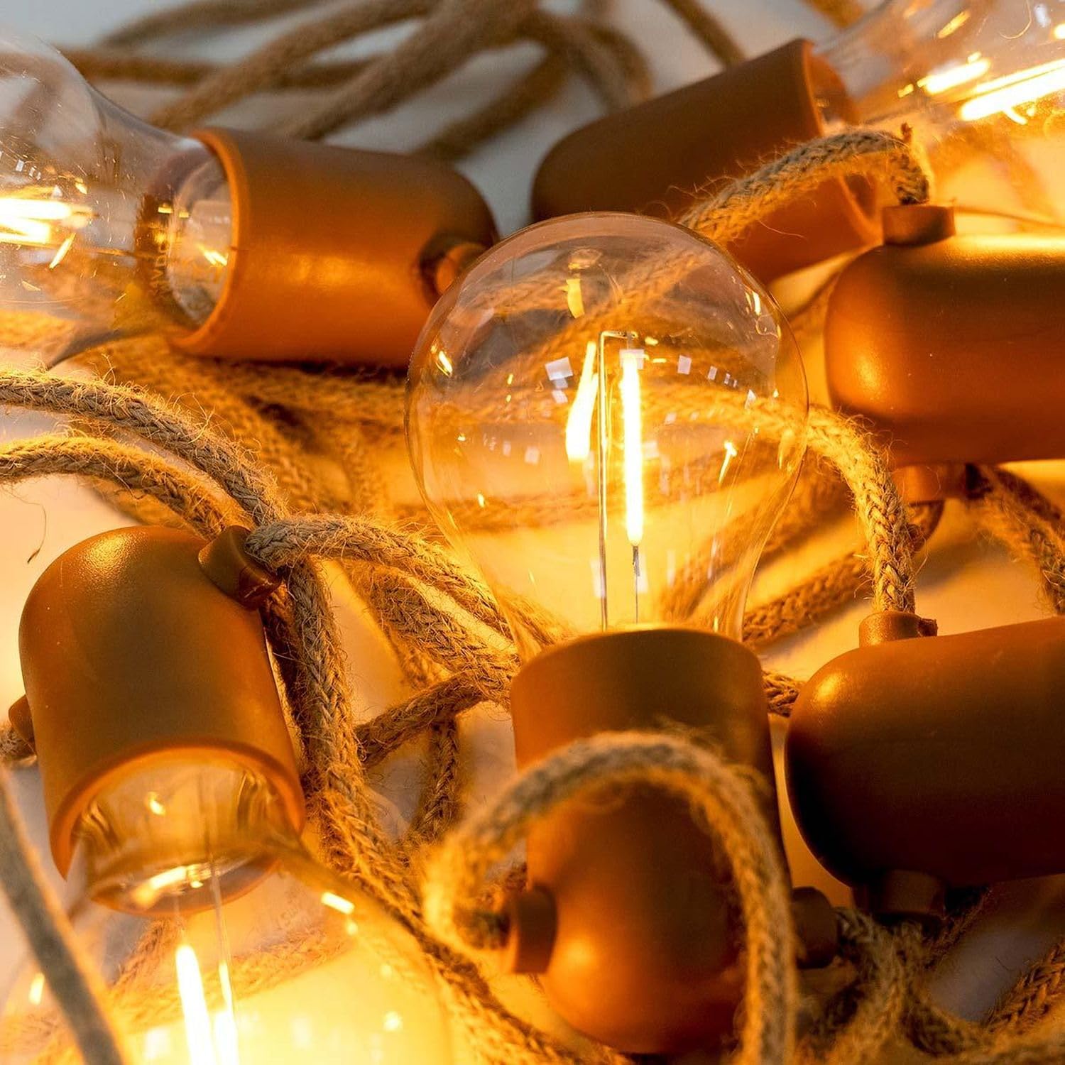 LED Lichterkette außen 5m 10x E27 IP44 Braunbeige 2700 K warmweißes Licht 350 lm mit Stecker Außenlichterkette Garten Balkon Terrasse