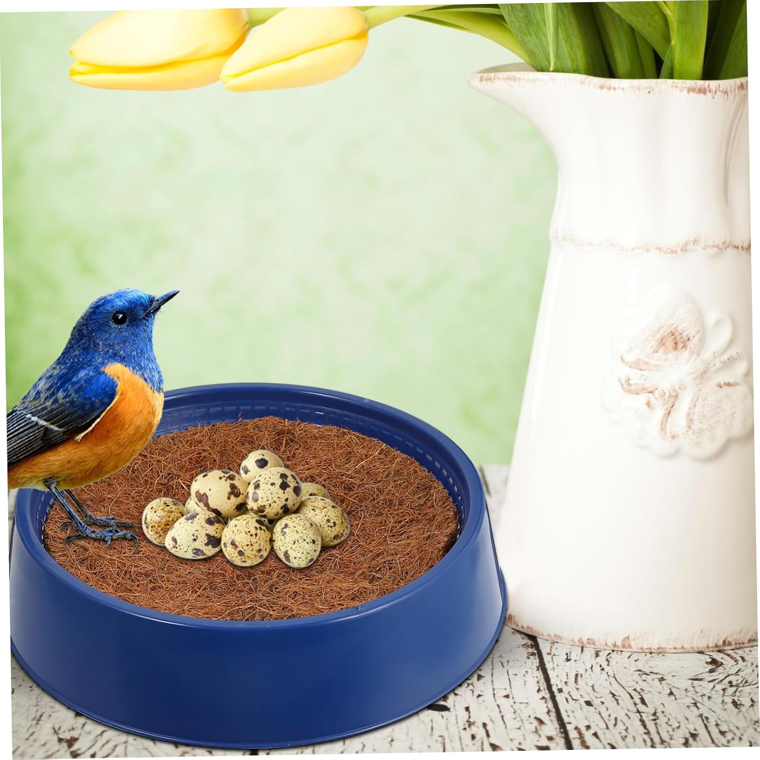 Holibanna 4pcs Plastic Bird Nest Set Bird Nesting Bowls Pigeon Nest Bowl with Coconut Fiber Nesting Mat for Pigeons Quails and Small