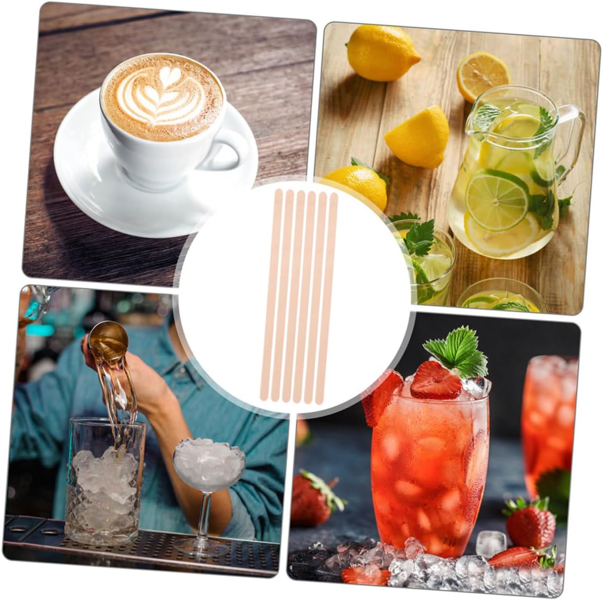 500pcs Disposable Wooden Coffee Mixer Sticks Individually Wrapped Drink Stirring Sticks for Coffee Cocktails and Hot Dogs Natural Wood Party Supplies