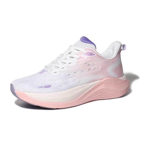 Hawkwell Women's Cloud Zero Active Cushion Breathable Tennis Fashion Walking Sneakers Gym Medical Work Shoes - 8 - White Pink