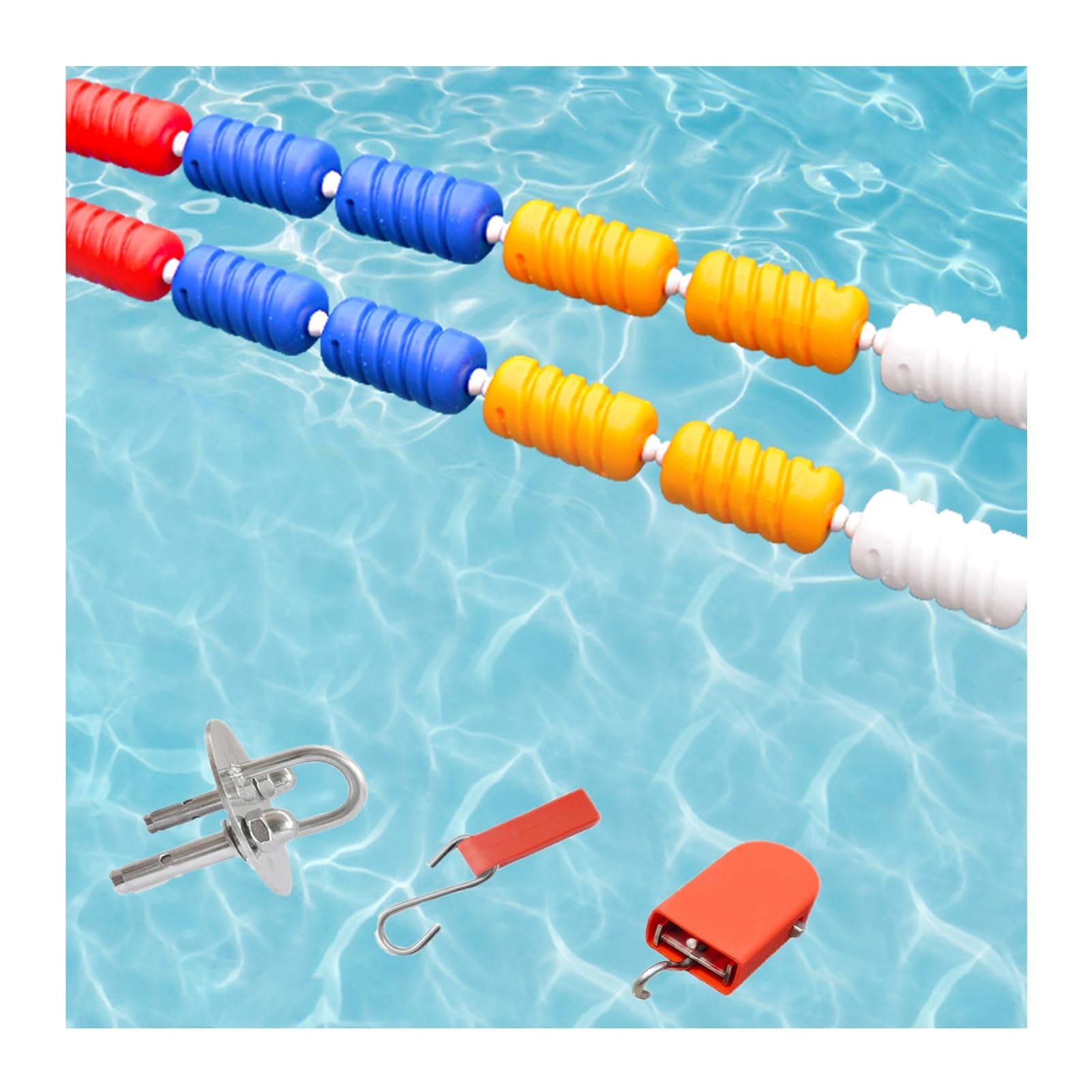 Schwimmendes Pool-Sicherheitsseil, 25 m Warnleine mit Hakenzubehör, geeignet für Schwimmbäder und Trennung von flachen Bereichen