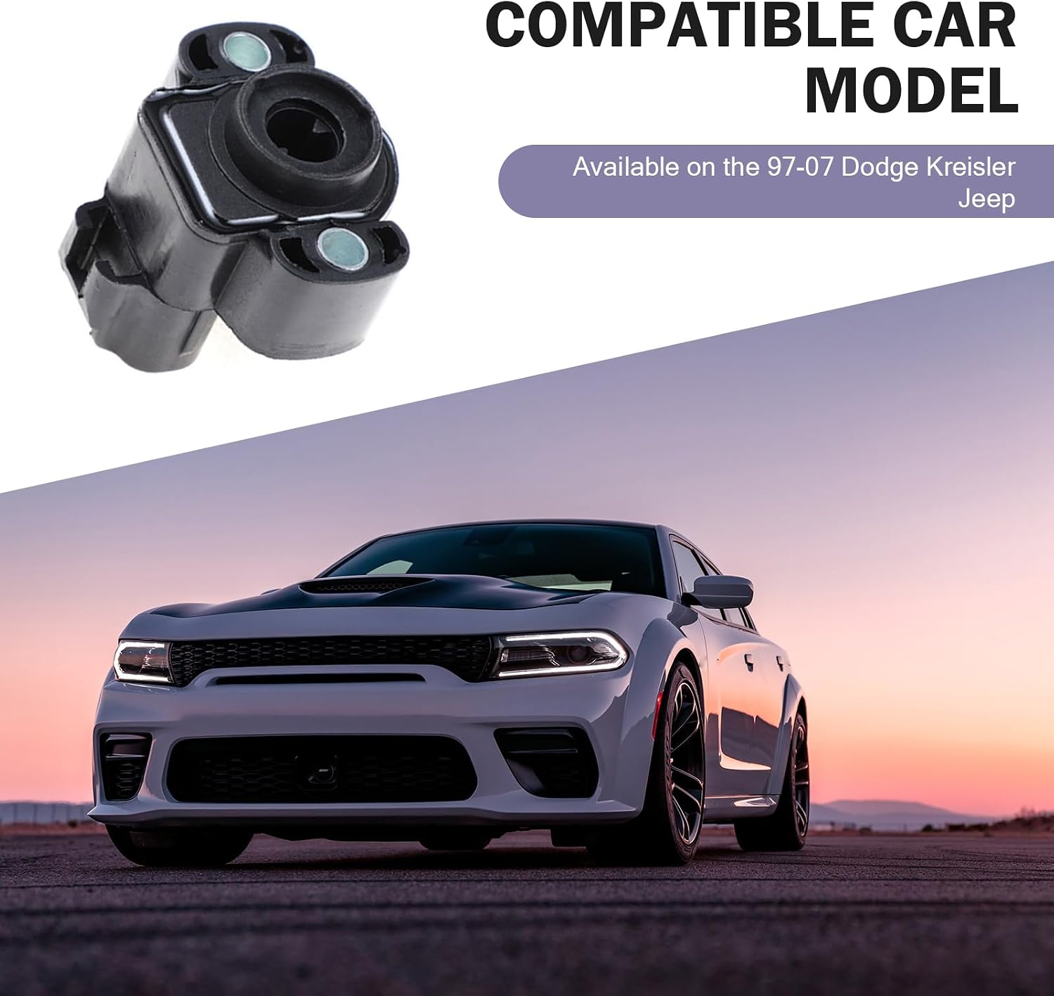 Throttle Position Sensor, Waterproof 3-pin Ready-to-use TPS Sensor, Replacement OEM Part Number 56027942 Accessory, Compatible with 97-07 Dodge Chrysler Jeep (Black)